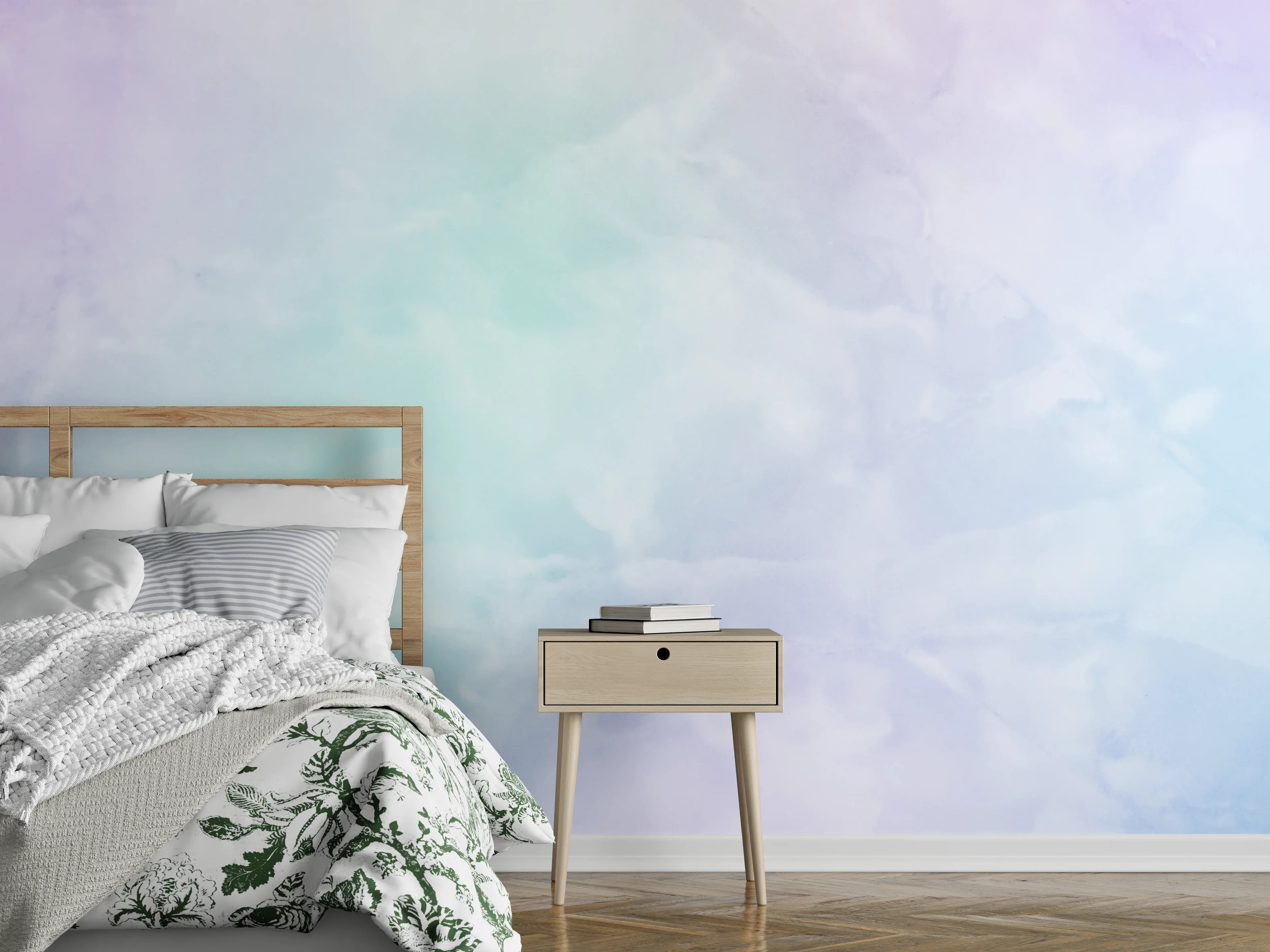 Wandverkleidung Schlafzimmer - Sanfte Pastell-Marmoroptik in Weiß
