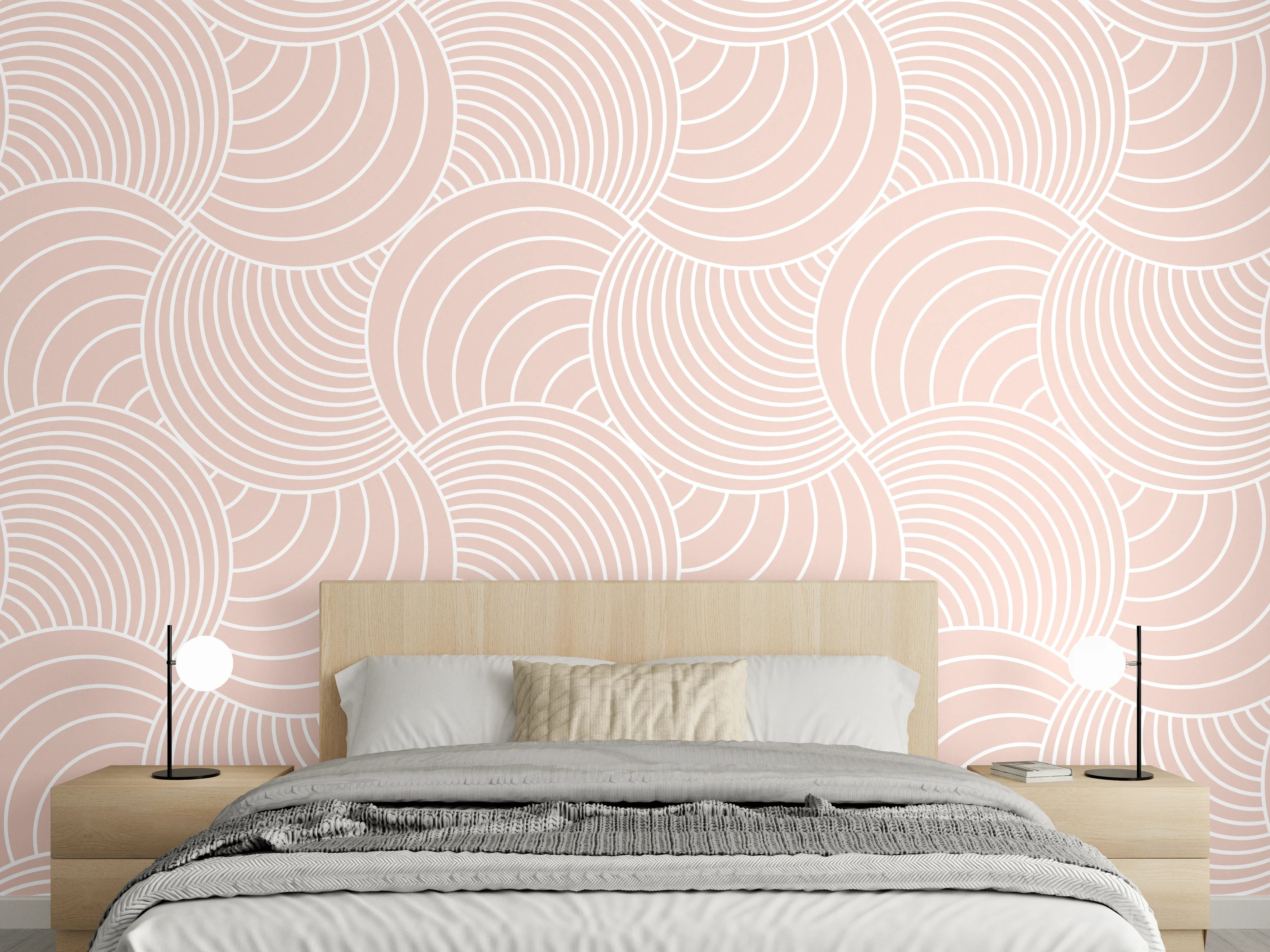 Wandverkleidung Schlafzimmer - Sanfte Pastell-Wellenmuster