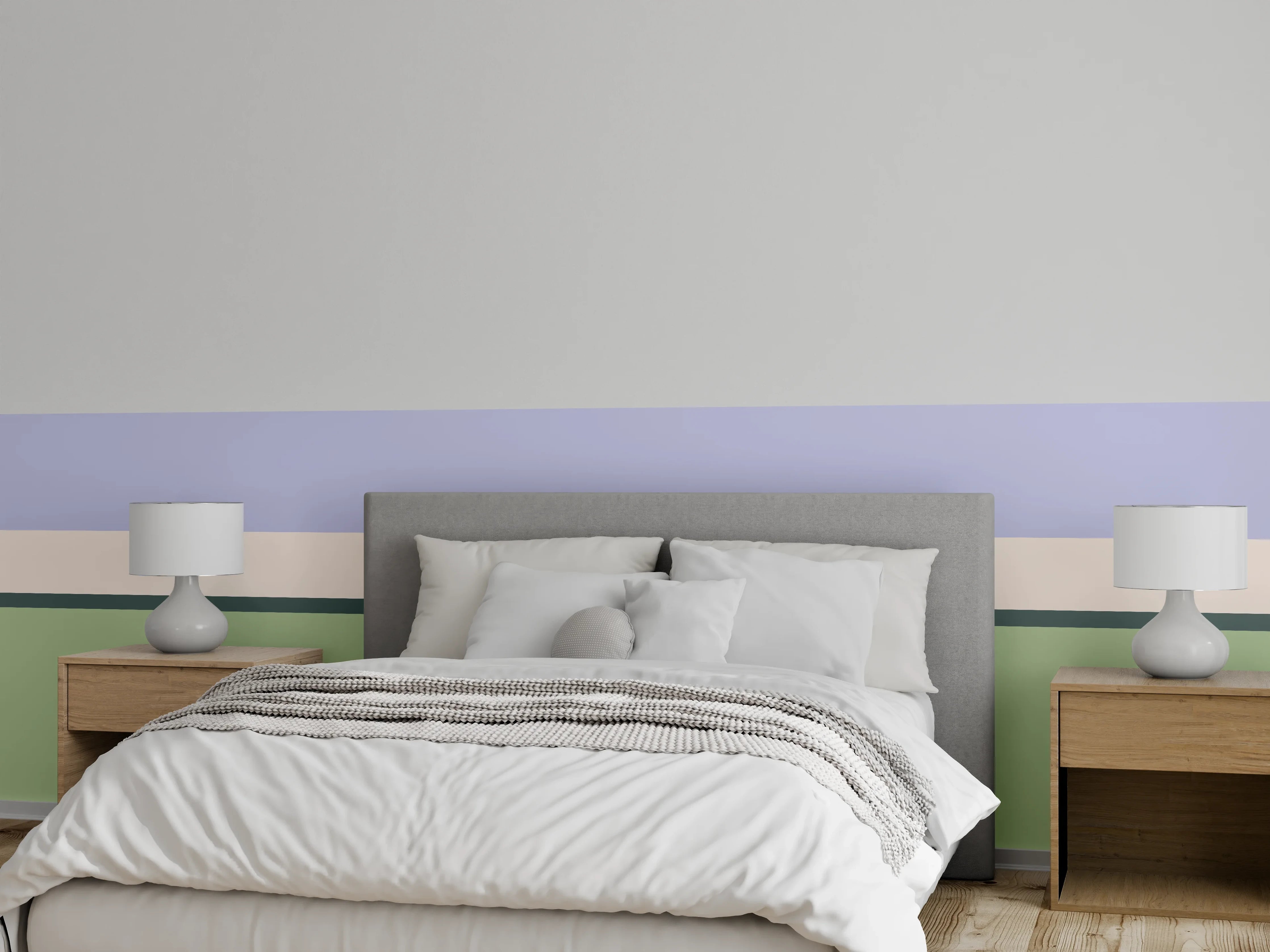 Wandverkleidung Schlafzimmer - Sanfte Pastellfarben in ruhigem Farbverlauf