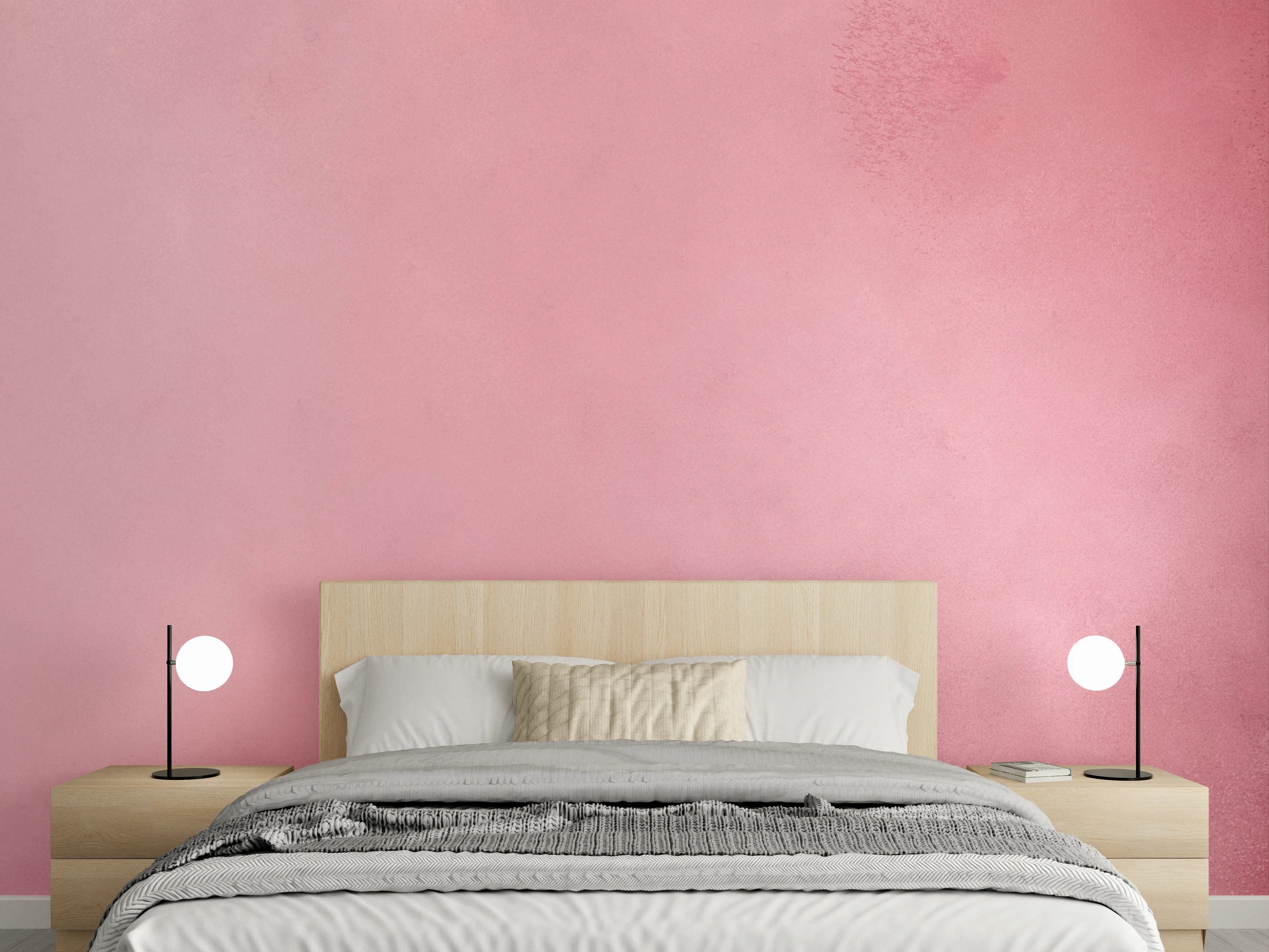Wandverkleidung Schlafzimmer - Sanfte Rosa Farbwolken Wanddekor