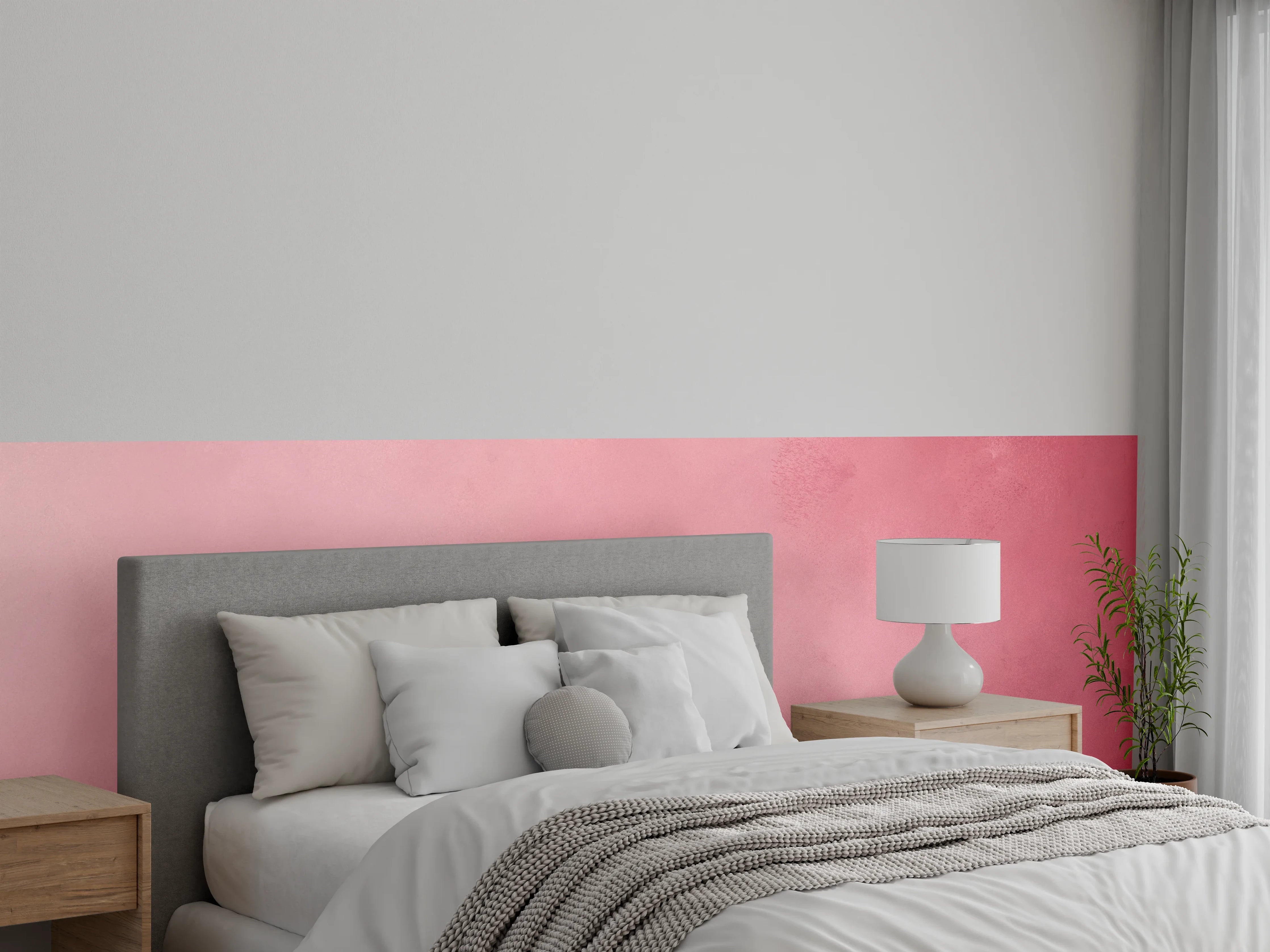 Wandverkleidung Schlafzimmer - Sanfte Rosa Farbwolken Wanddekor