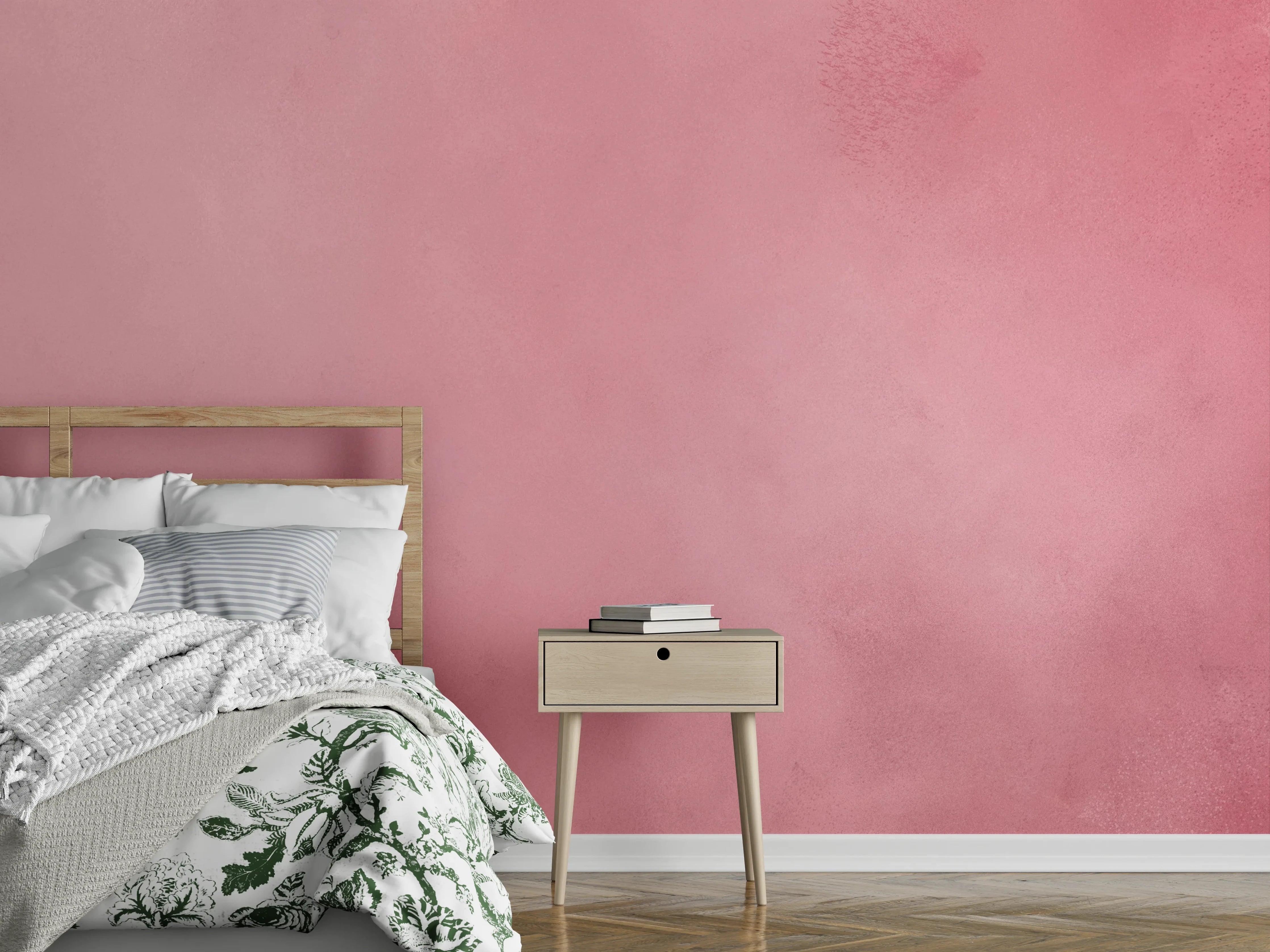 Wandverkleidung Schlafzimmer - Sanfte Rosa Farbwolken Wanddekor