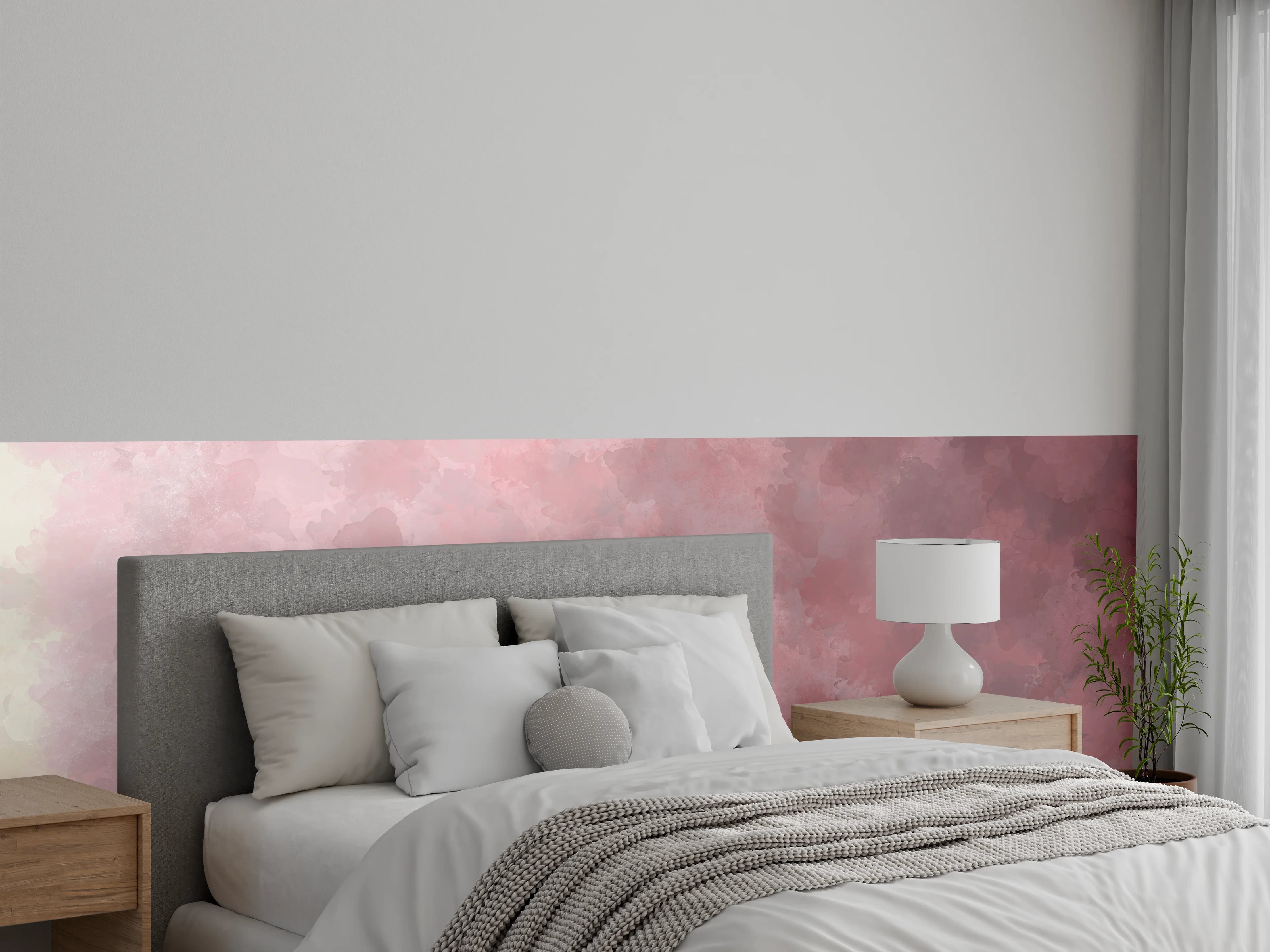 Wandverkleidung Schlafzimmer - Sanfte Rosa-Weiß-Pastell-Töne mit zarter Textur