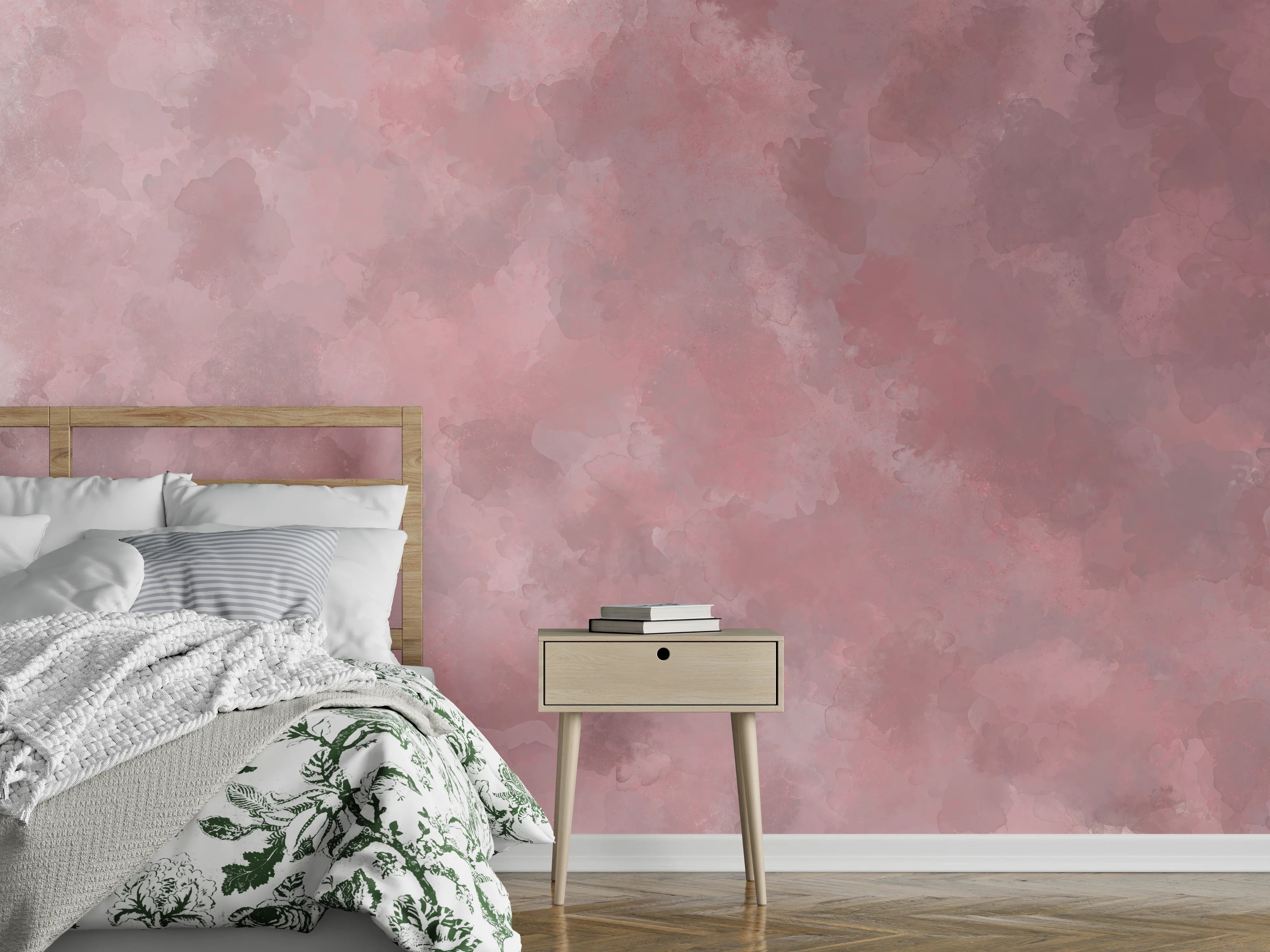 Wandverkleidung Schlafzimmer - Sanfte Rosa-Weiß-Pastell-Töne mit zarter Textur
