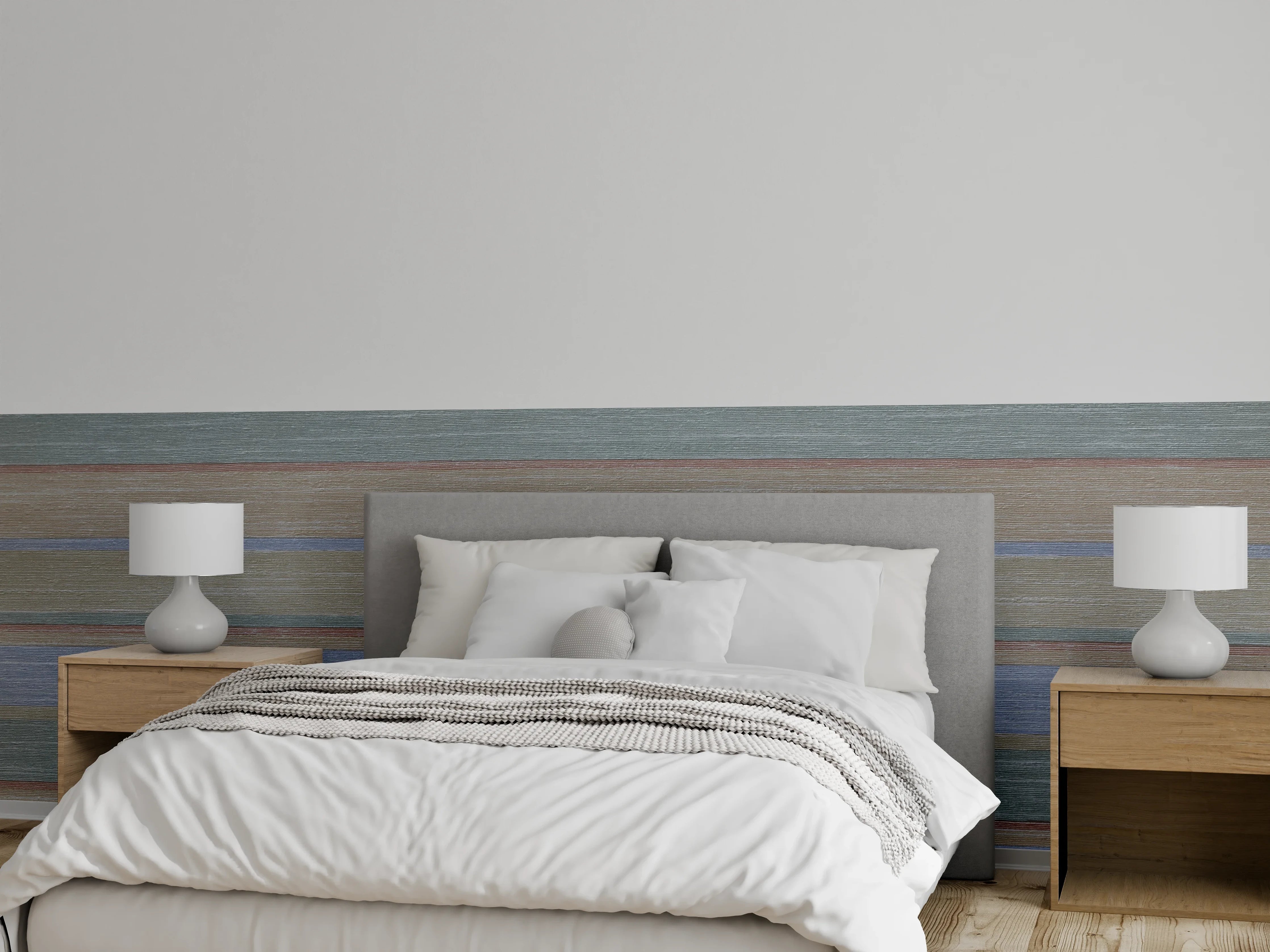 Wandverkleidung Schlafzimmer - Sanfte Streifen Tapete in Naturtönen