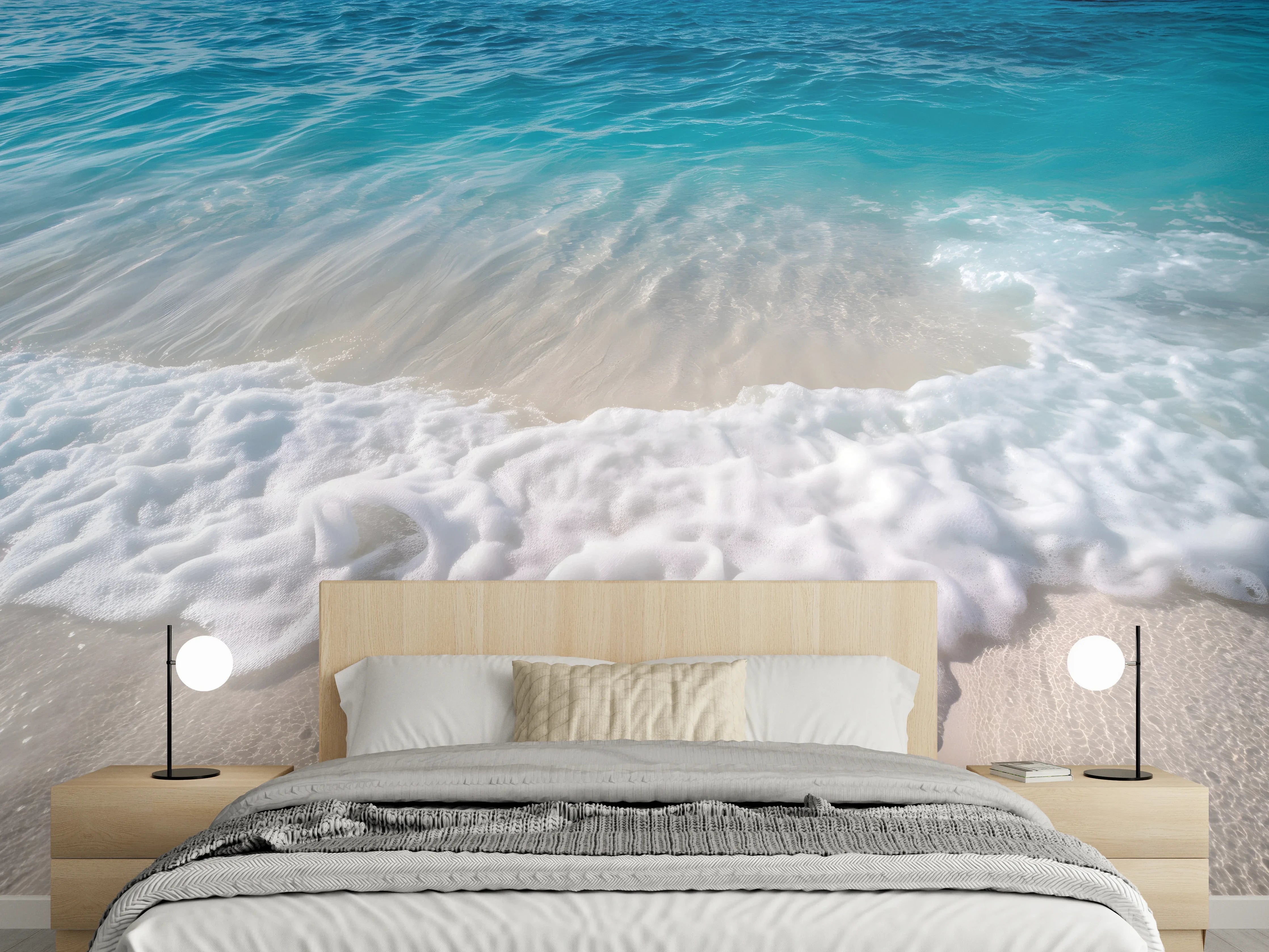 Wandverkleidung Schlafzimmer - Sanfte Wellen am weißen Sandstrand