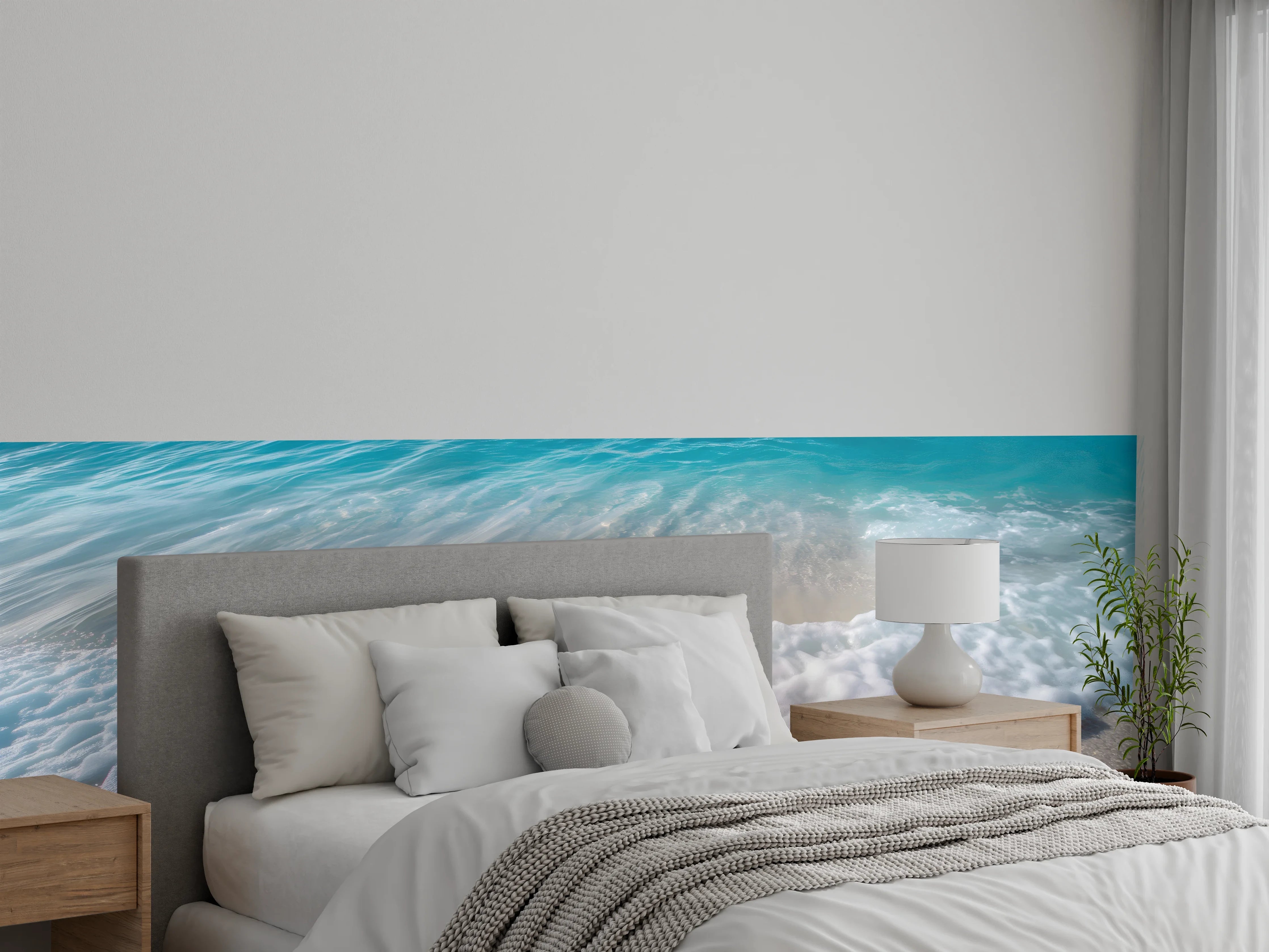 Wandverkleidung Schlafzimmer - Sanfte Wellen am weißen Sandstrand