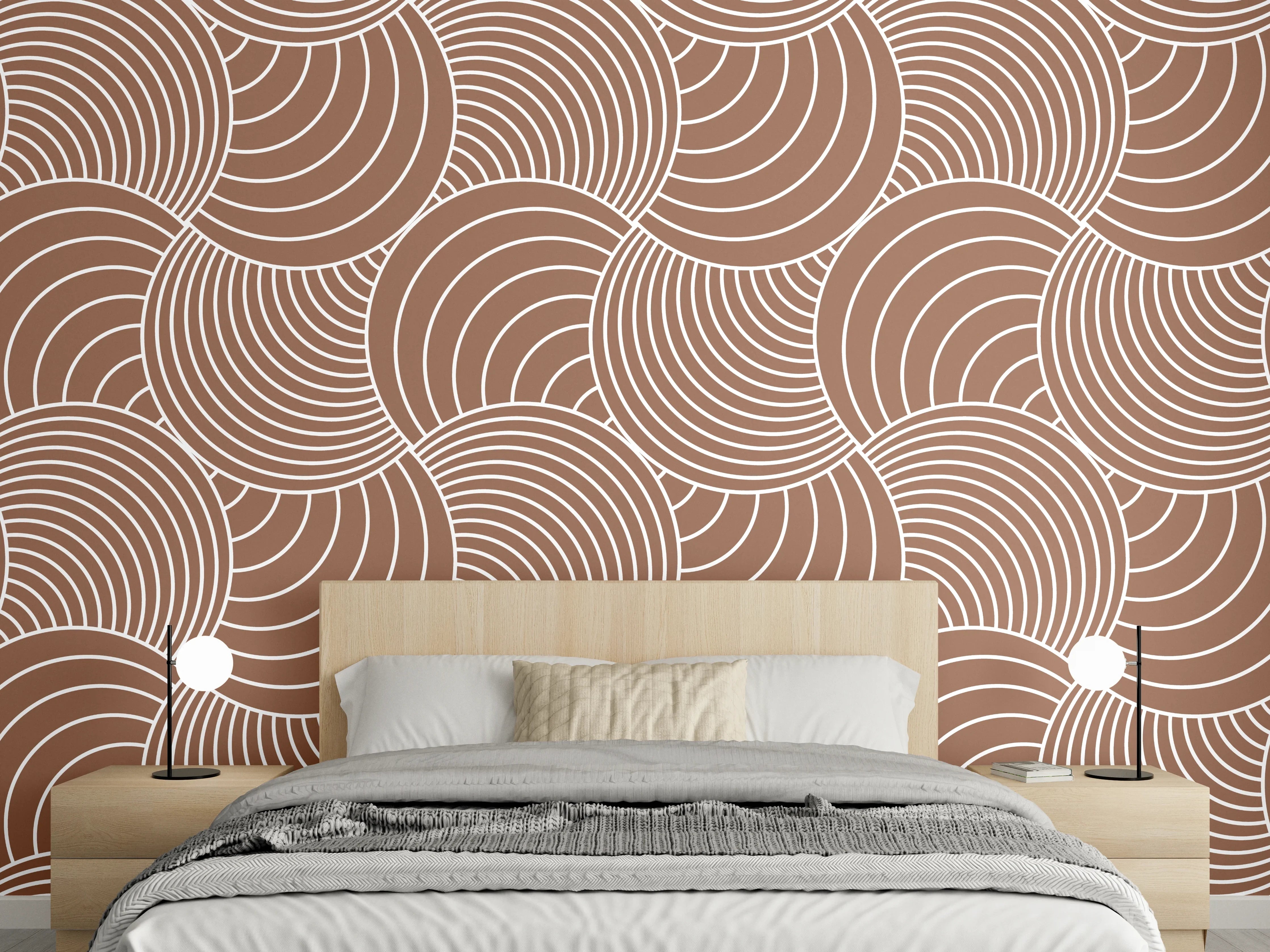 Wandverkleidung Schlafzimmer - Sanfte Wellen in Grau- und Beigetönen