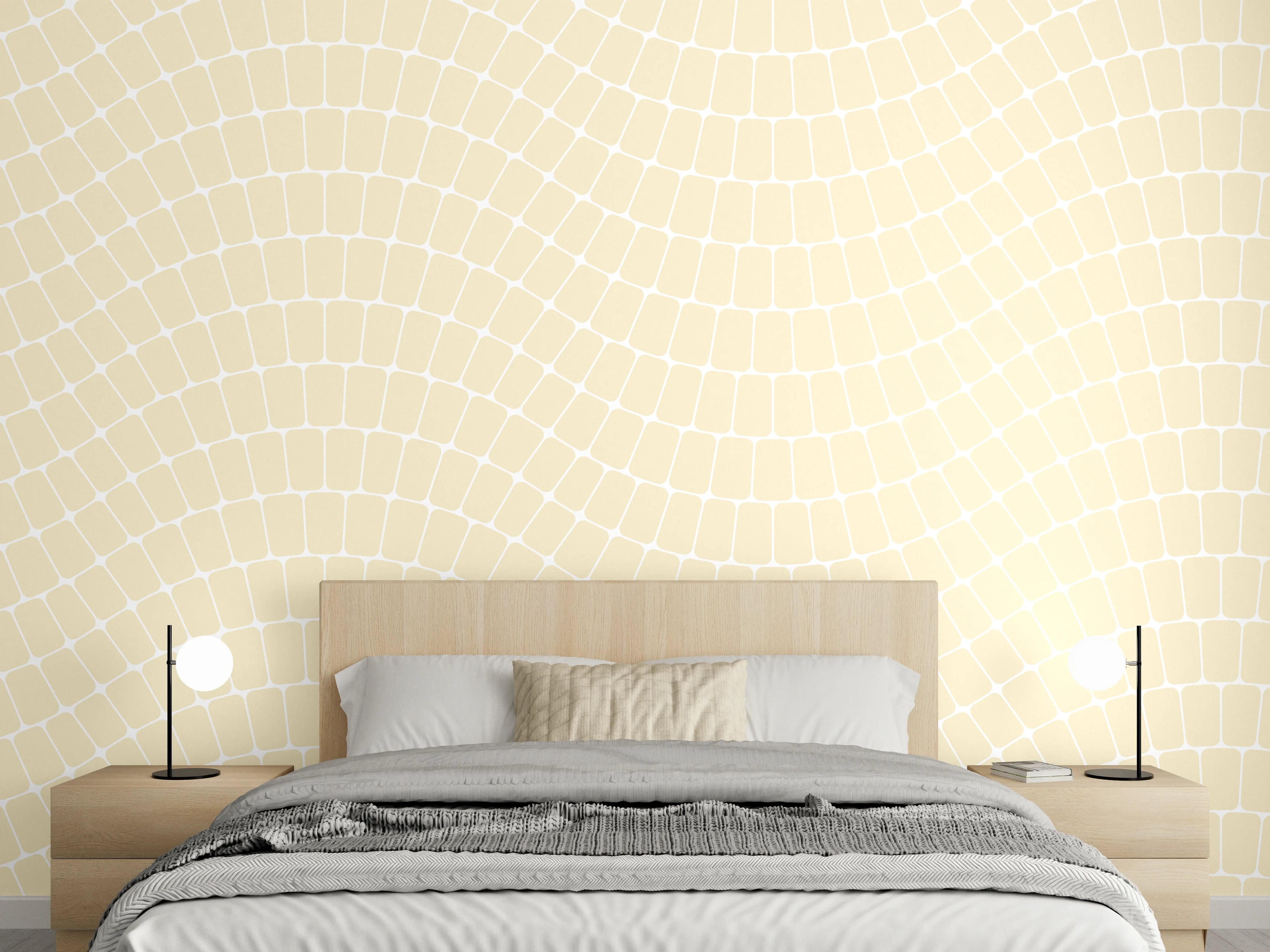 Wandverkleidung Schlafzimmer - Sanfte Wellenmuster in Beige-Optik