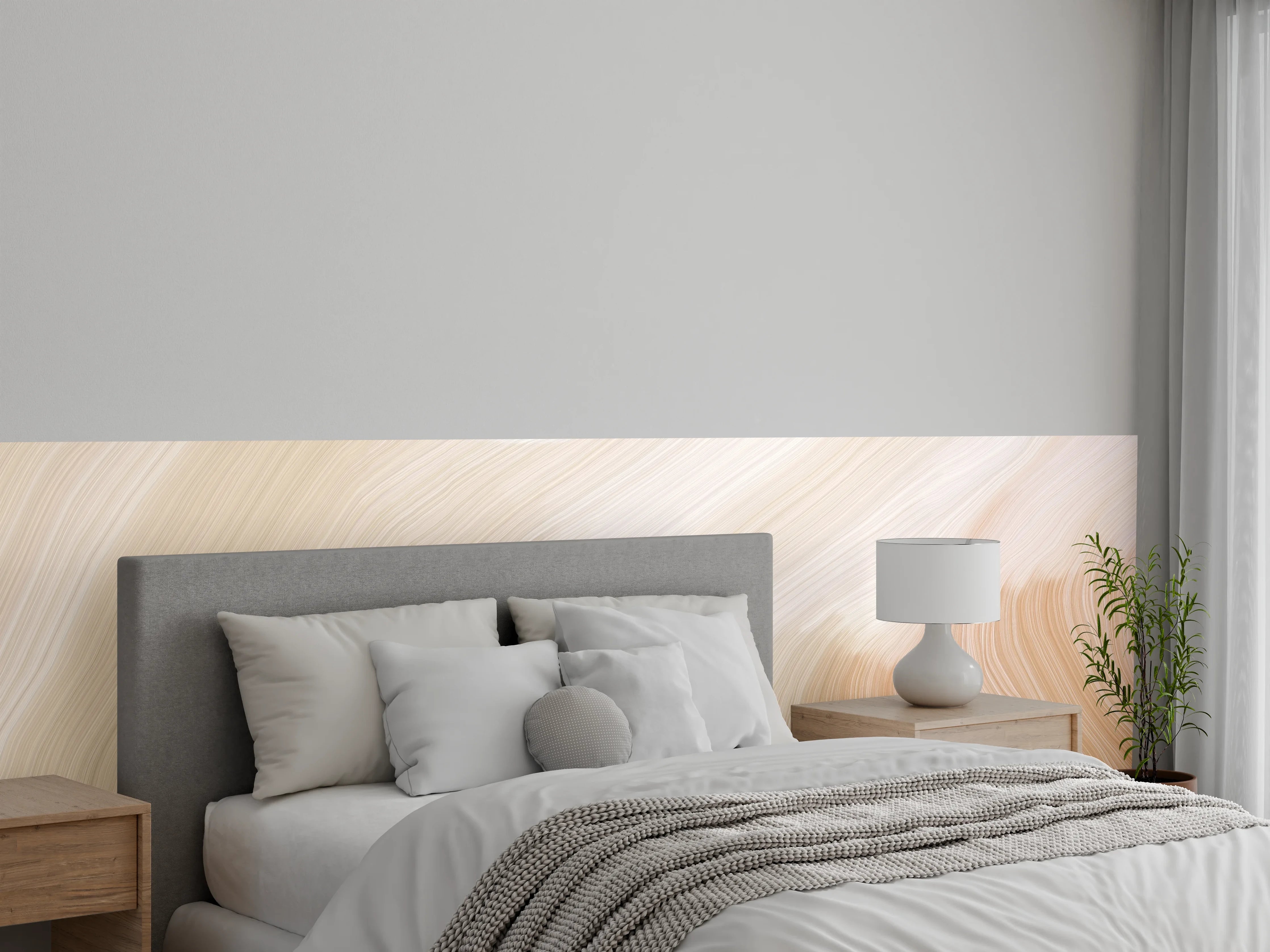 Wandverkleidung Schlafzimmer - Sanfte beige Farbabstufungen abstrakt