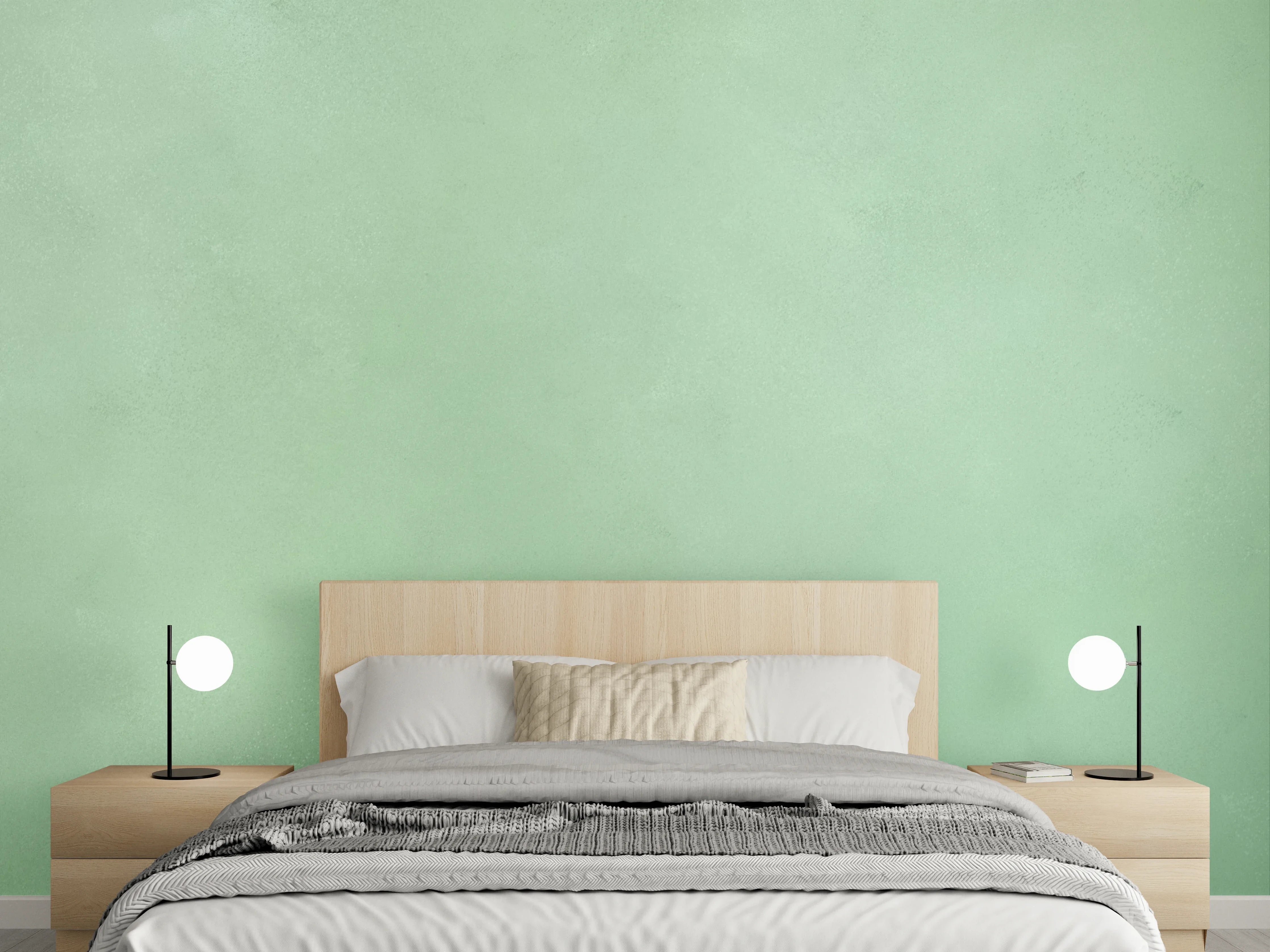 Wandverkleidung Schlafzimmer - Sanfte grüne Aquarellstruktur