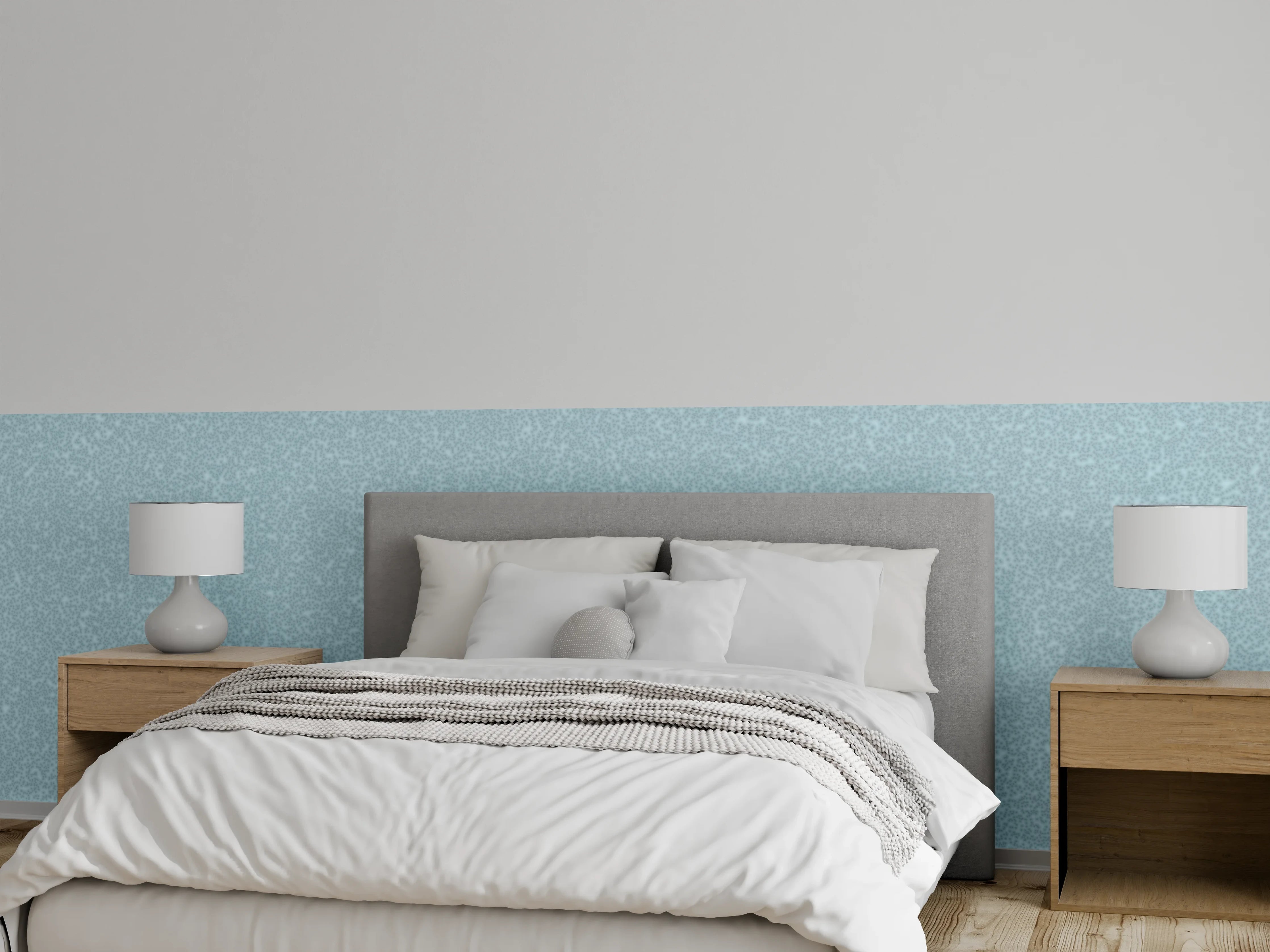 Wandverkleidung Schlafzimmer - Sanfte hellblaue Struktur-Optik