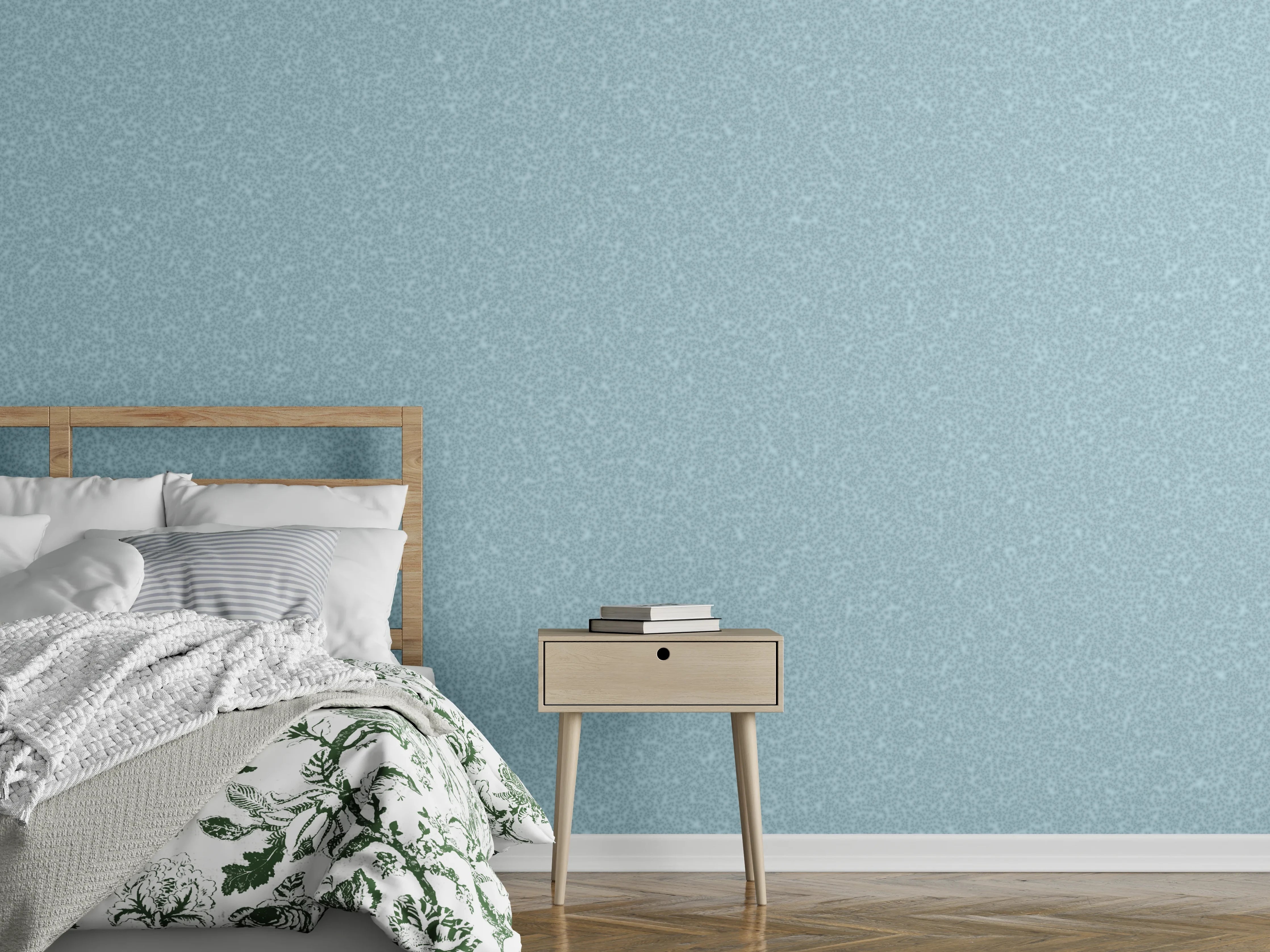 Wandverkleidung Schlafzimmer - Sanfte hellblaue Struktur-Optik