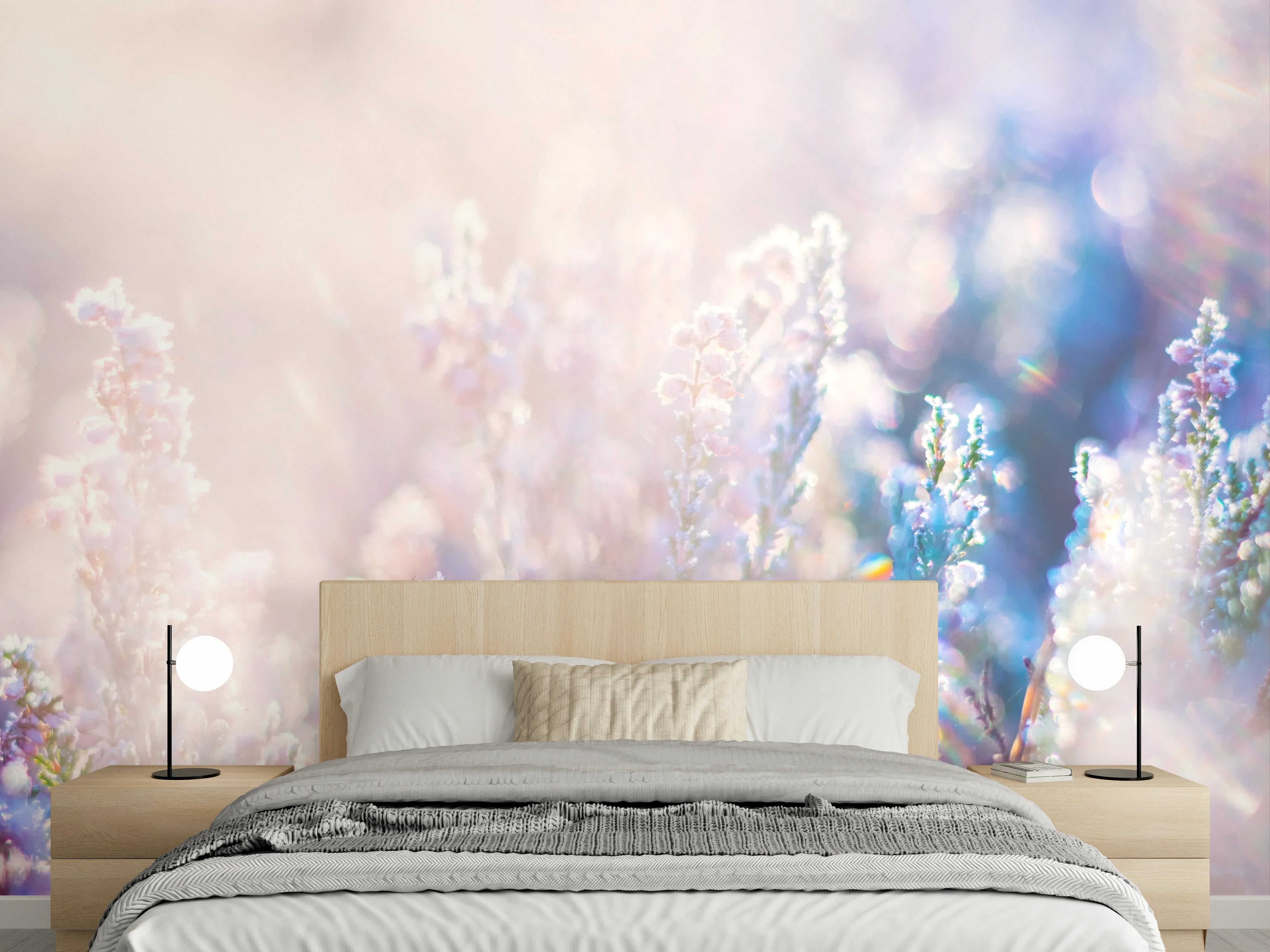 Wandverkleidung Schlafzimmer - Sanfter Lavendeltraum in Pastellfarben