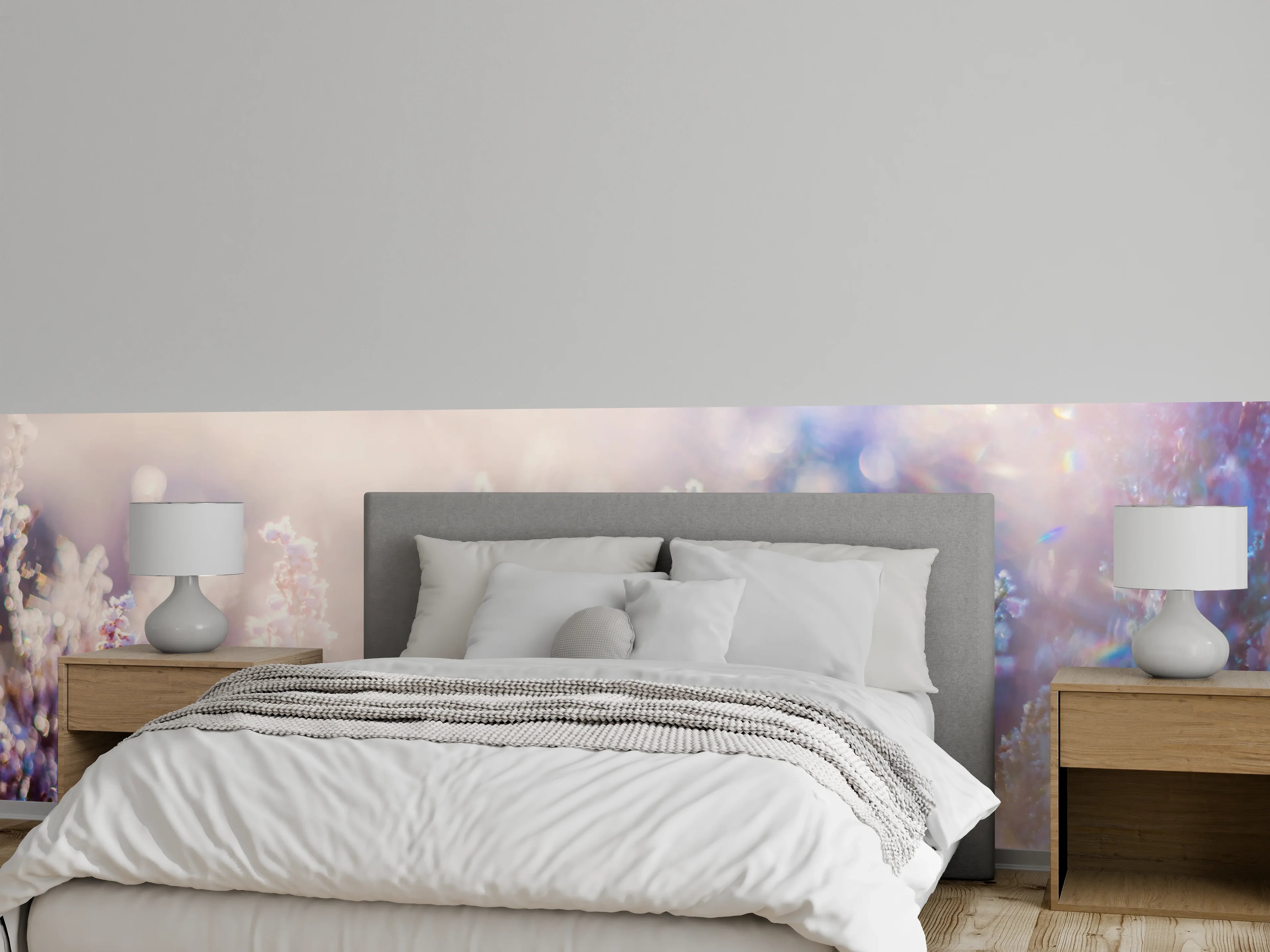 Wandverkleidung Schlafzimmer - Sanfter Lavendeltraum in Pastellfarben
