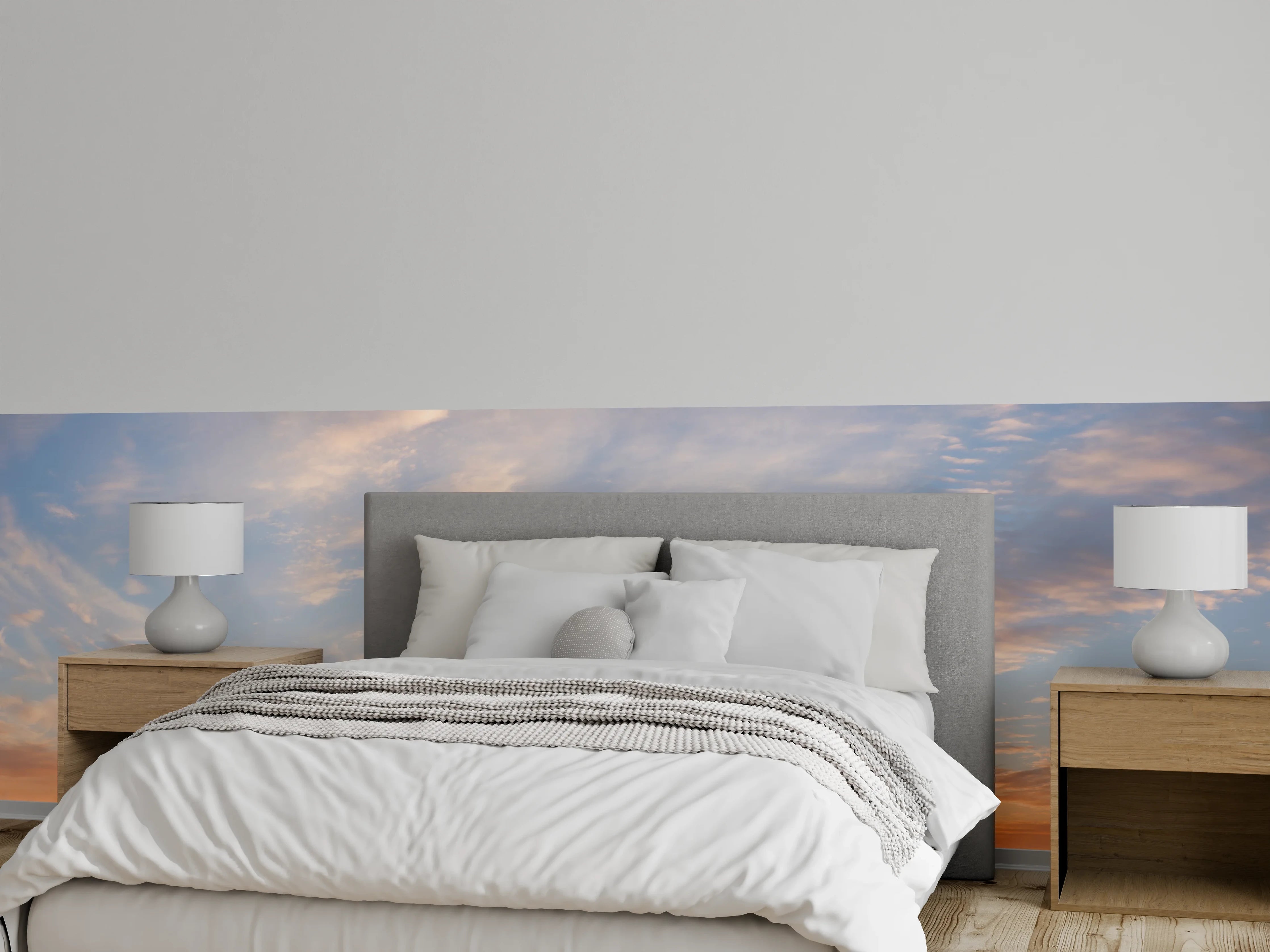 Wandverkleidung Schlafzimmer - Sanfter Sonnenuntergang Himmel Panorama