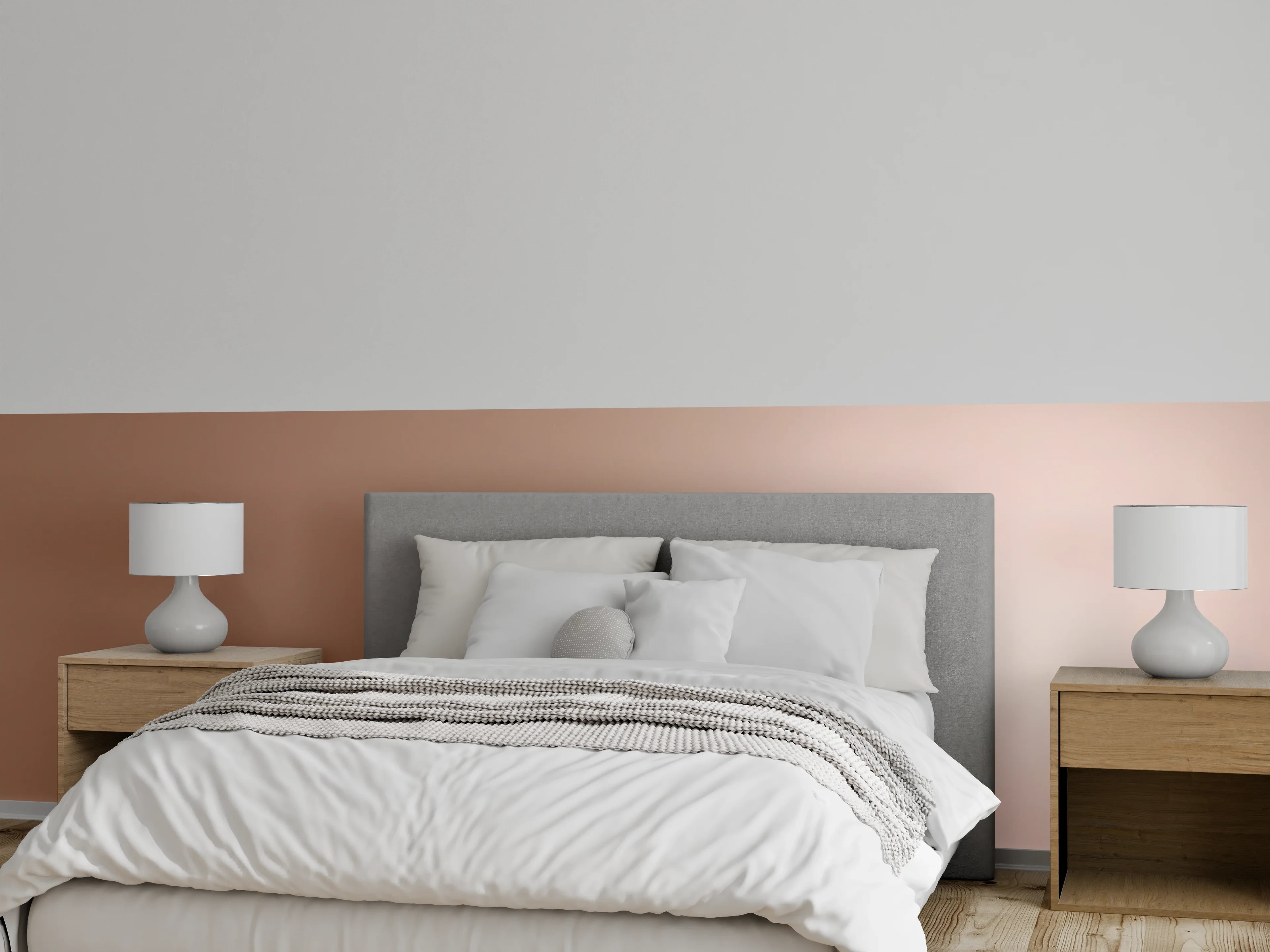 Wandverkleidung Schlafzimmer - Sanftes Beige mit weichem Licht
