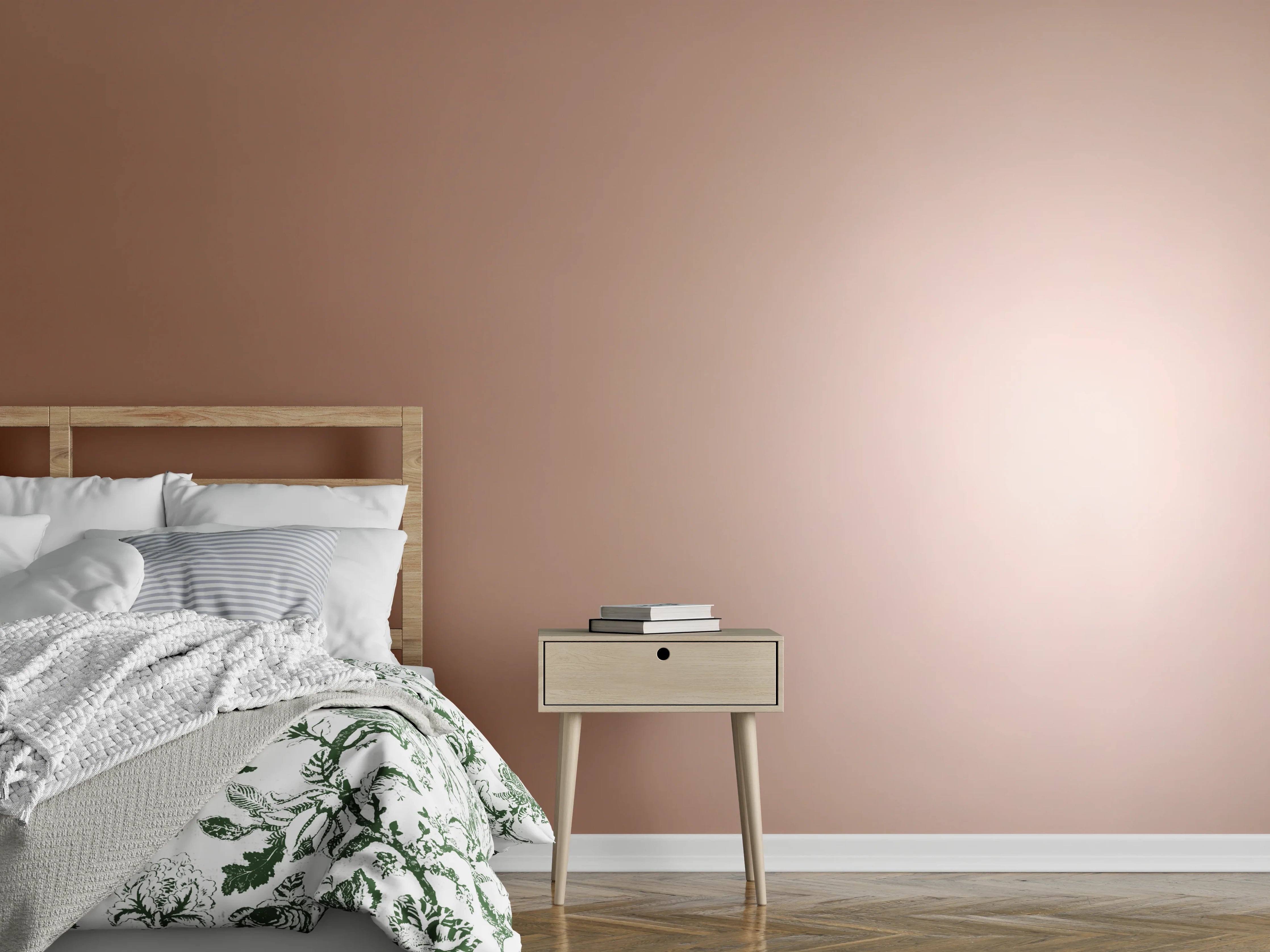 Wandverkleidung Schlafzimmer - Sanftes Beige mit weichem Licht