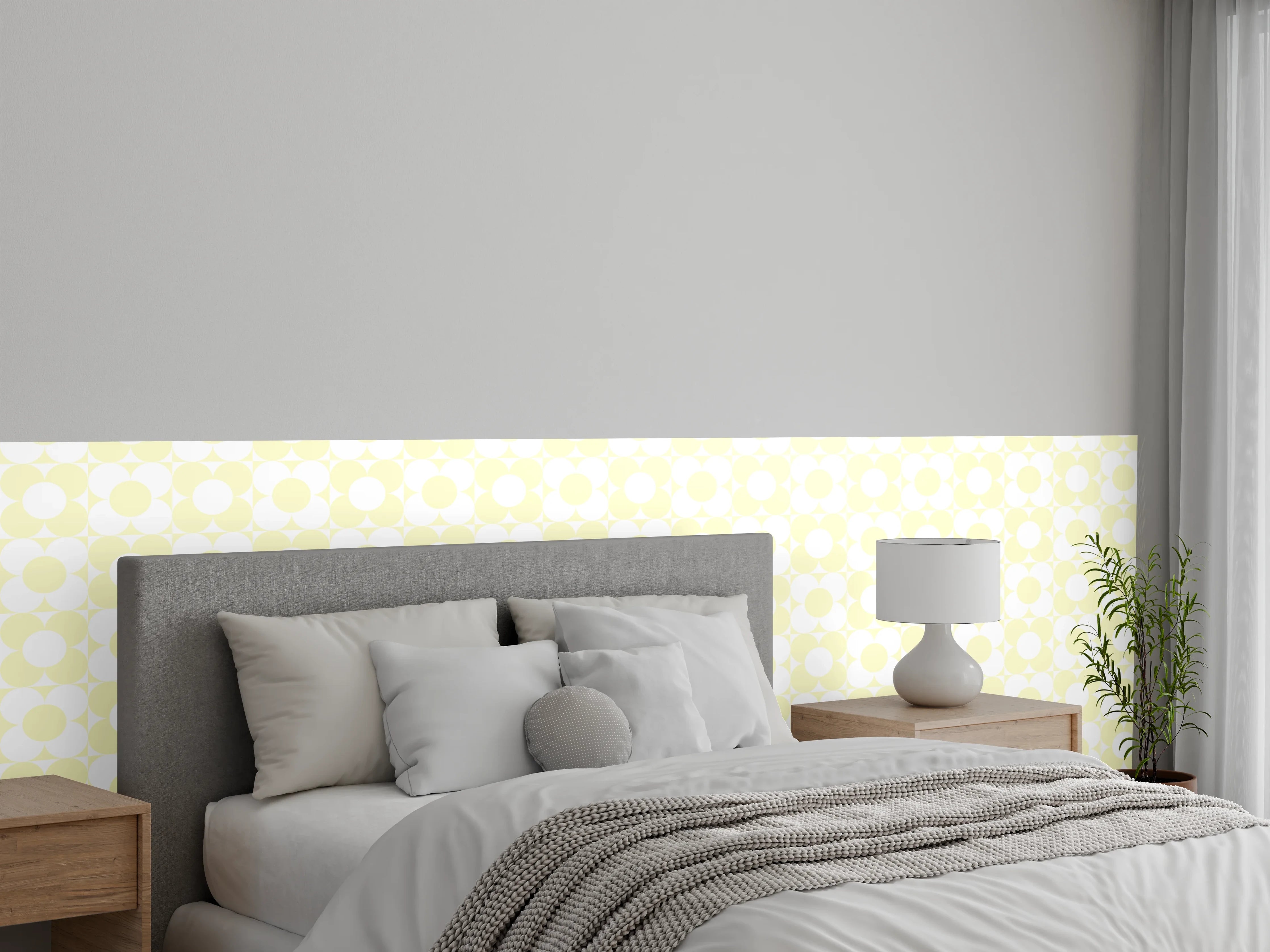 Wandverkleidung Schlafzimmer - Sanftes Gelb Kreismuster Tapete