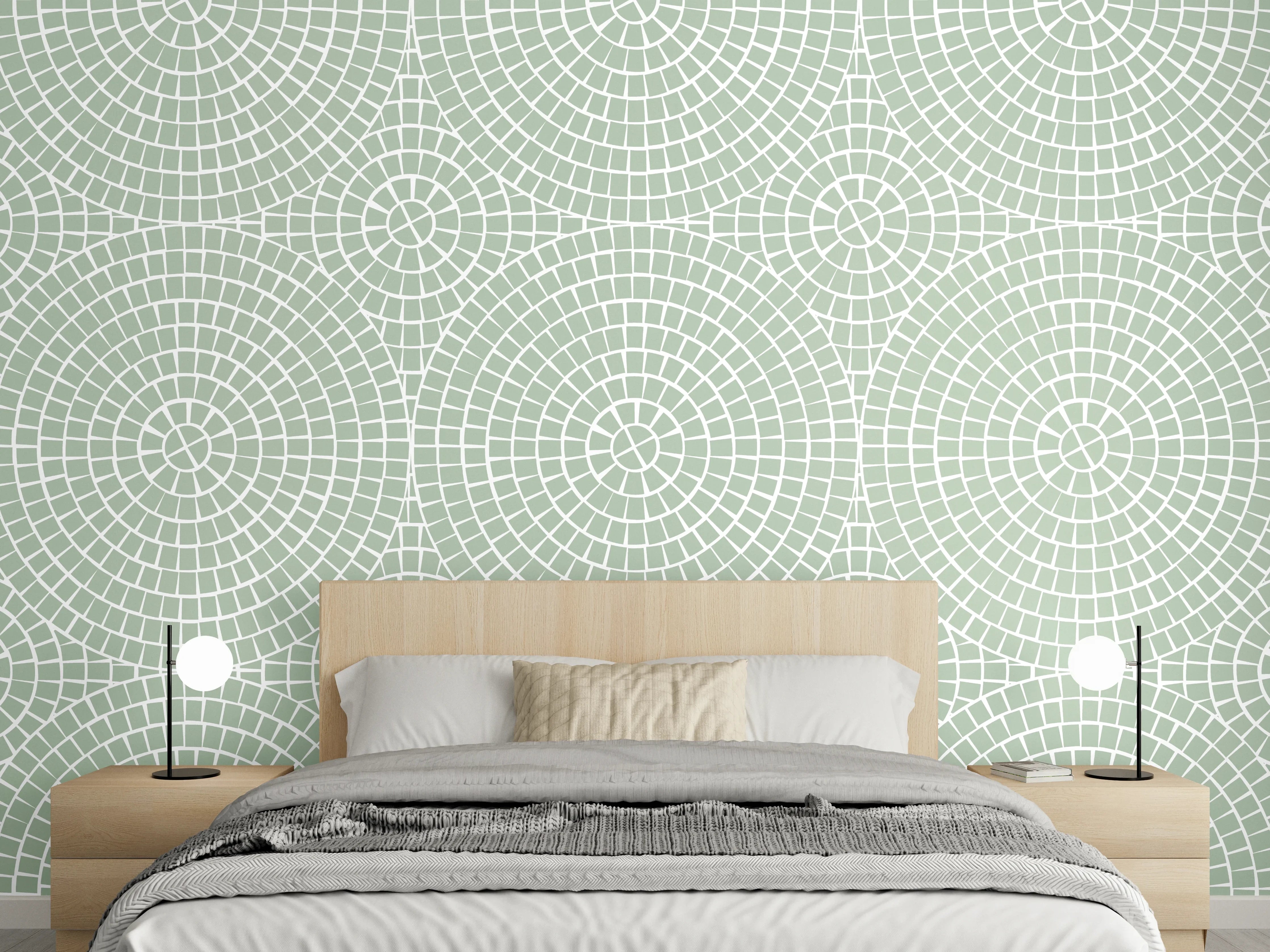 Wandverkleidung Schlafzimmer - Sanftes Kreismuster im Vintage-Stil
