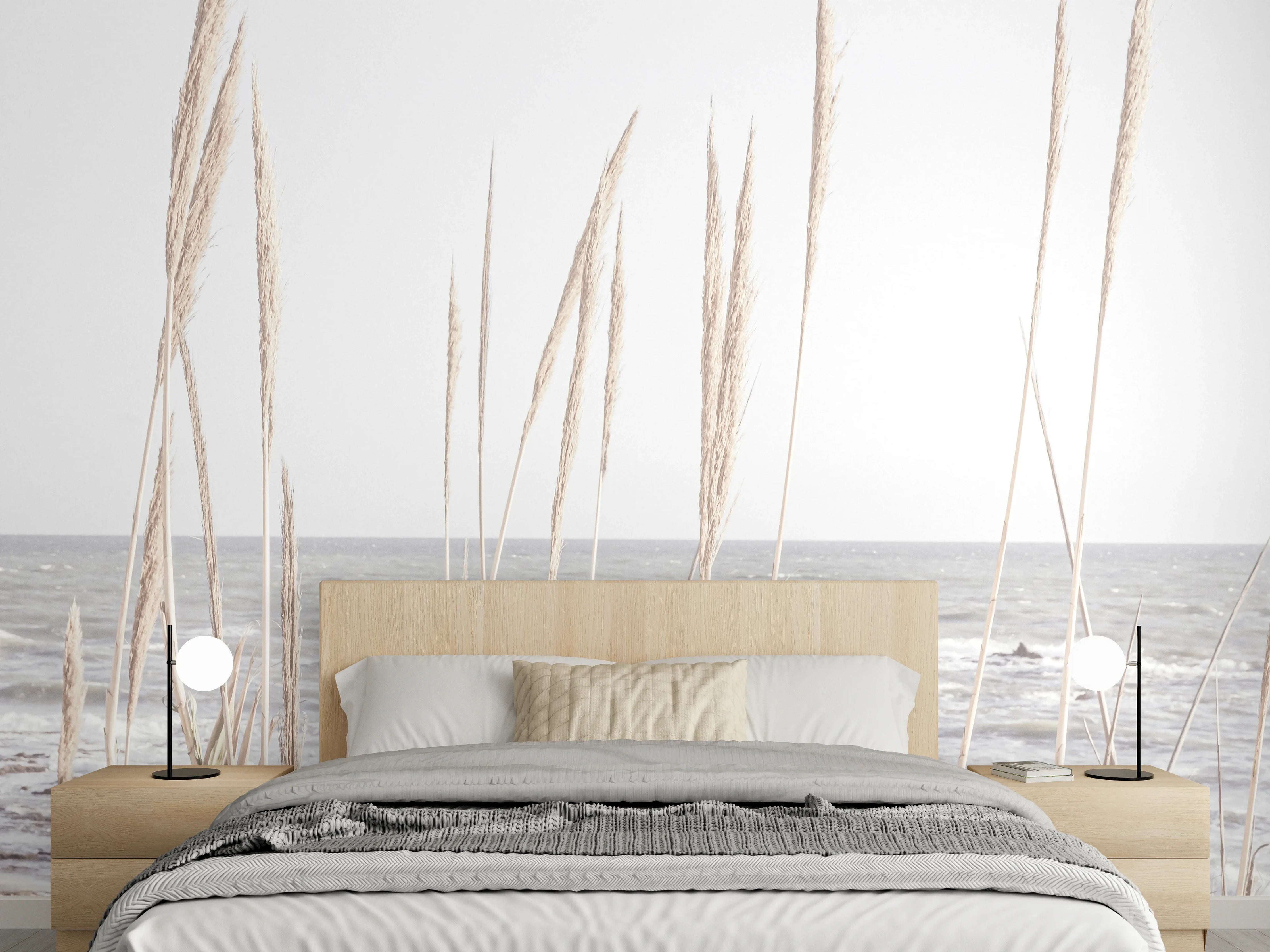 Wandverkleidung Schlafzimmer - Sanftes Küstenbild in hellen Tönen