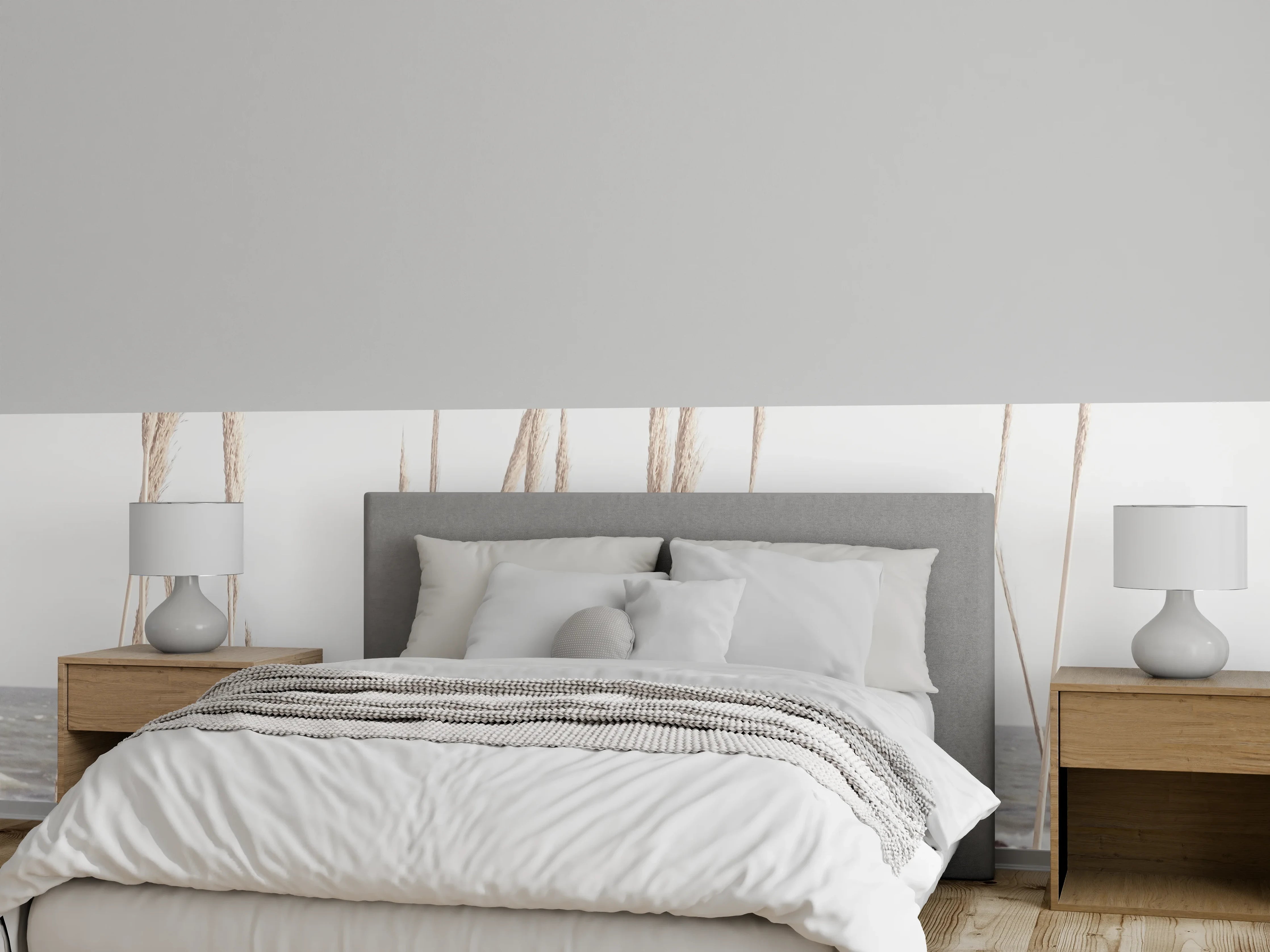 Wandverkleidung Schlafzimmer - Sanftes Küstenbild in hellen Tönen