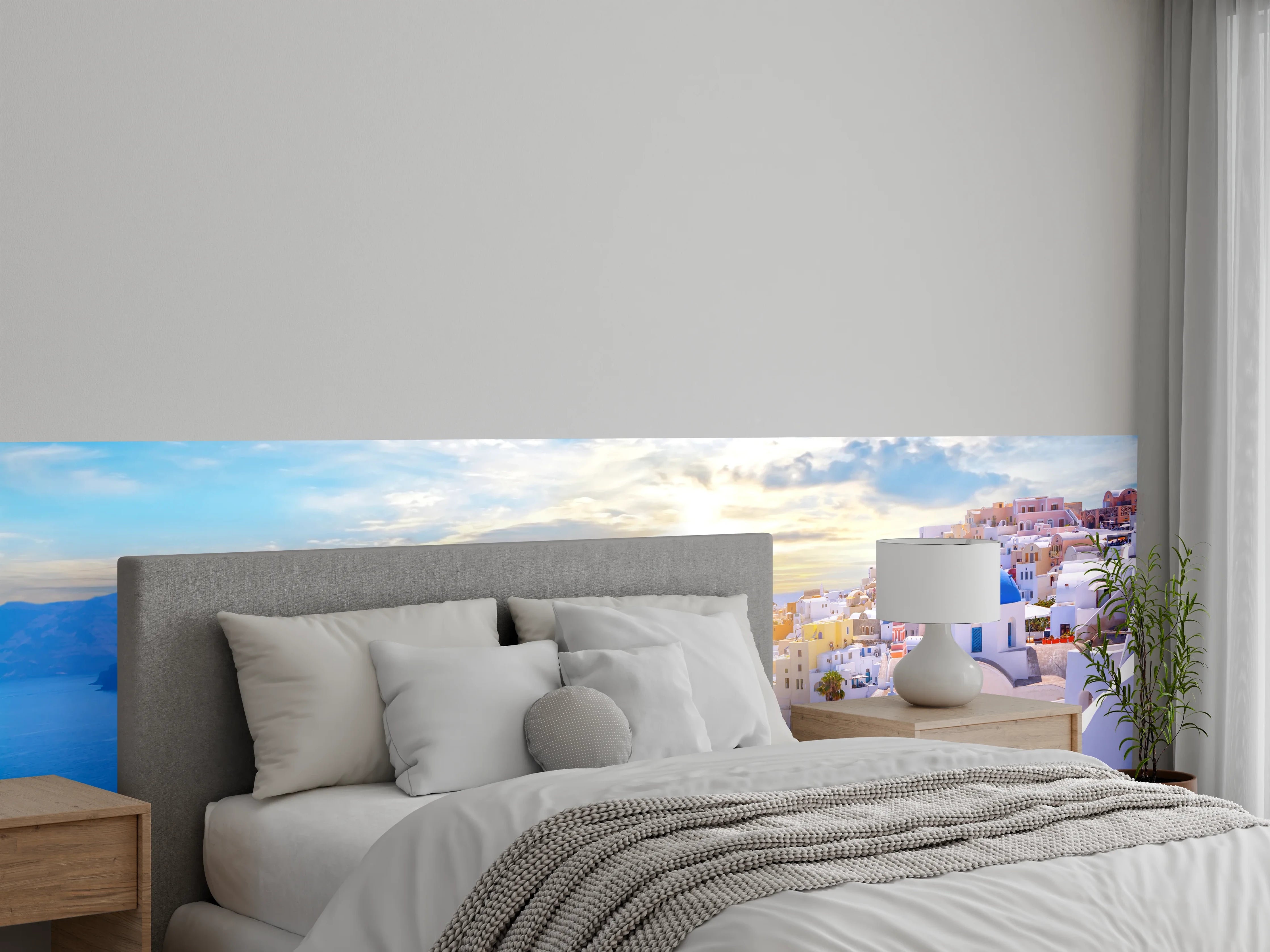 Wandverkleidung Schlafzimmer - Santorini Panorama: Griechischer Inseltraum