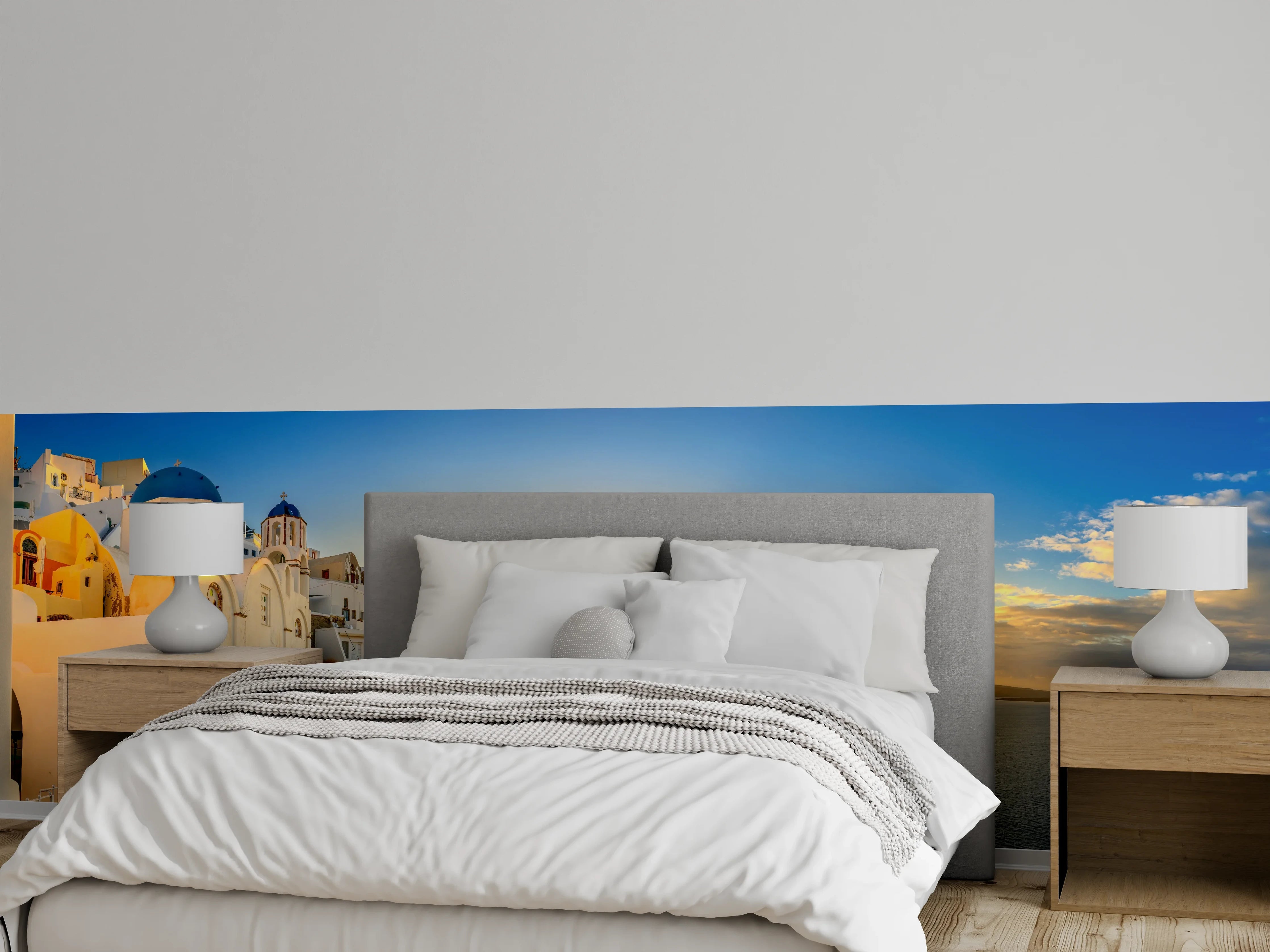 Wandverkleidung Schlafzimmer - Santorini Sonnenuntergang Skyline