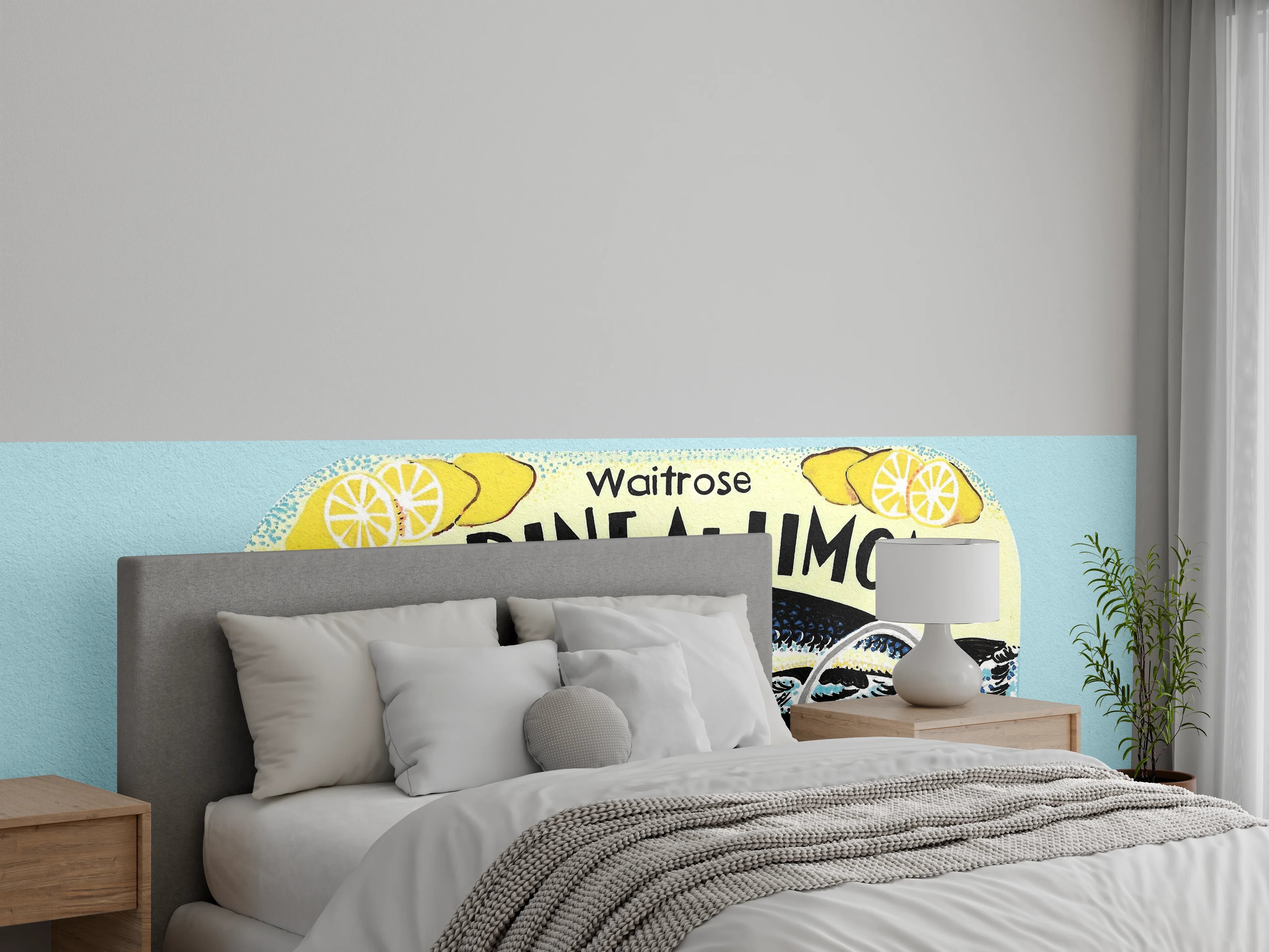 Wandverkleidung Schlafzimmer - Sardinen Illustration Retro Design
