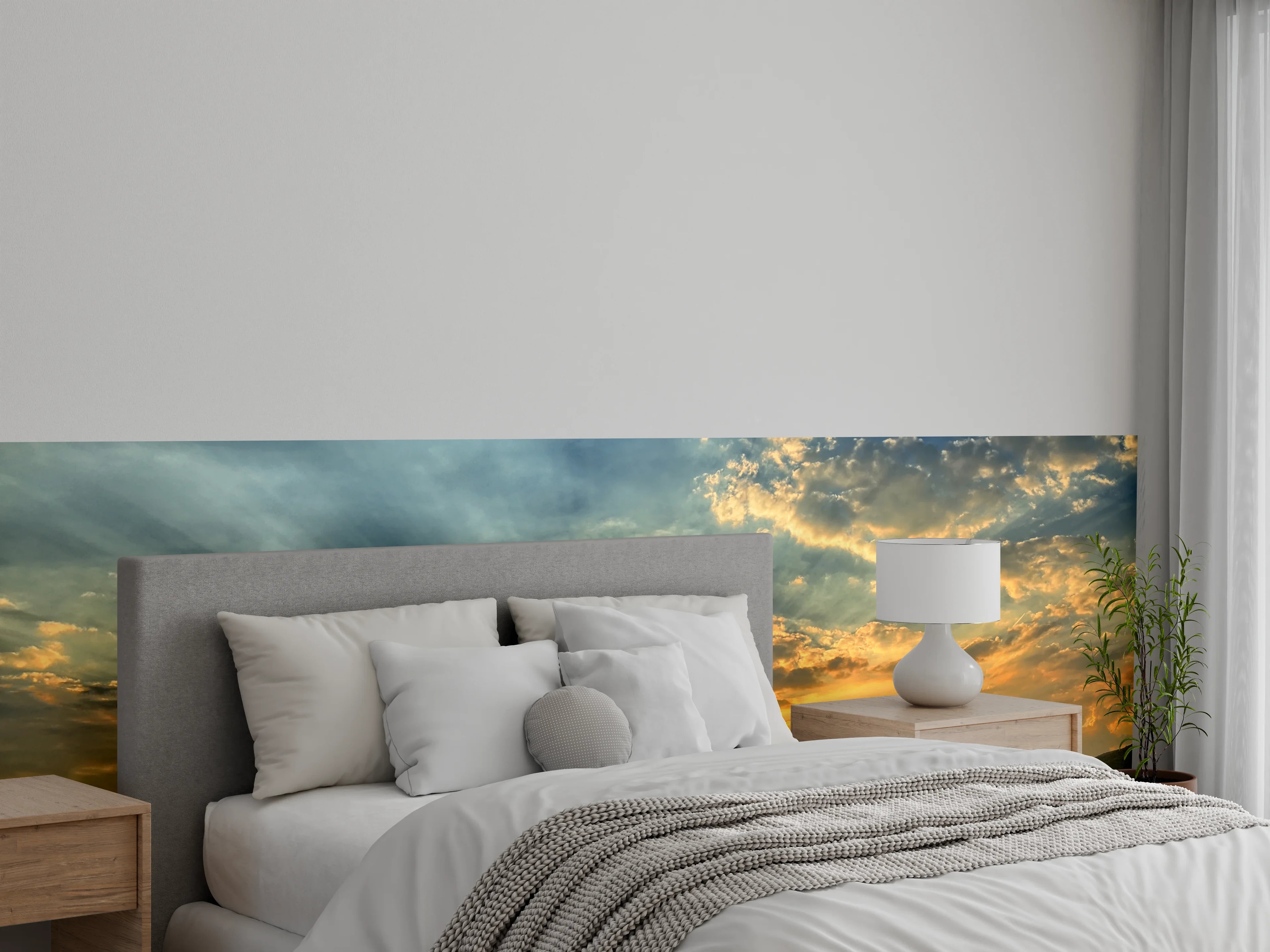 Wandverkleidung Schlafzimmer - Schafe auf Wiese beim Sonnenuntergang