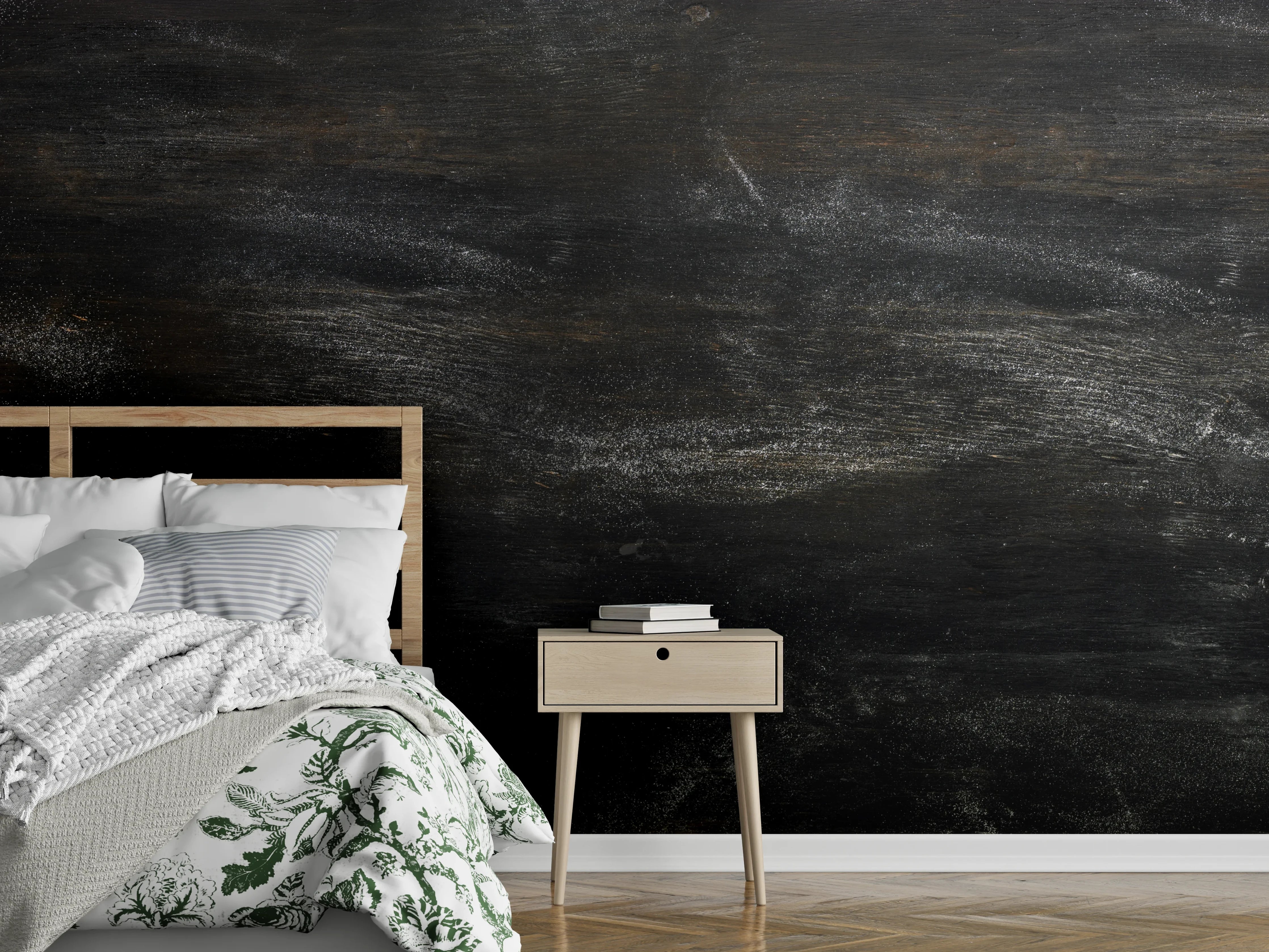 Wandverkleidung Schlafzimmer - Schieferstein mit Mehl