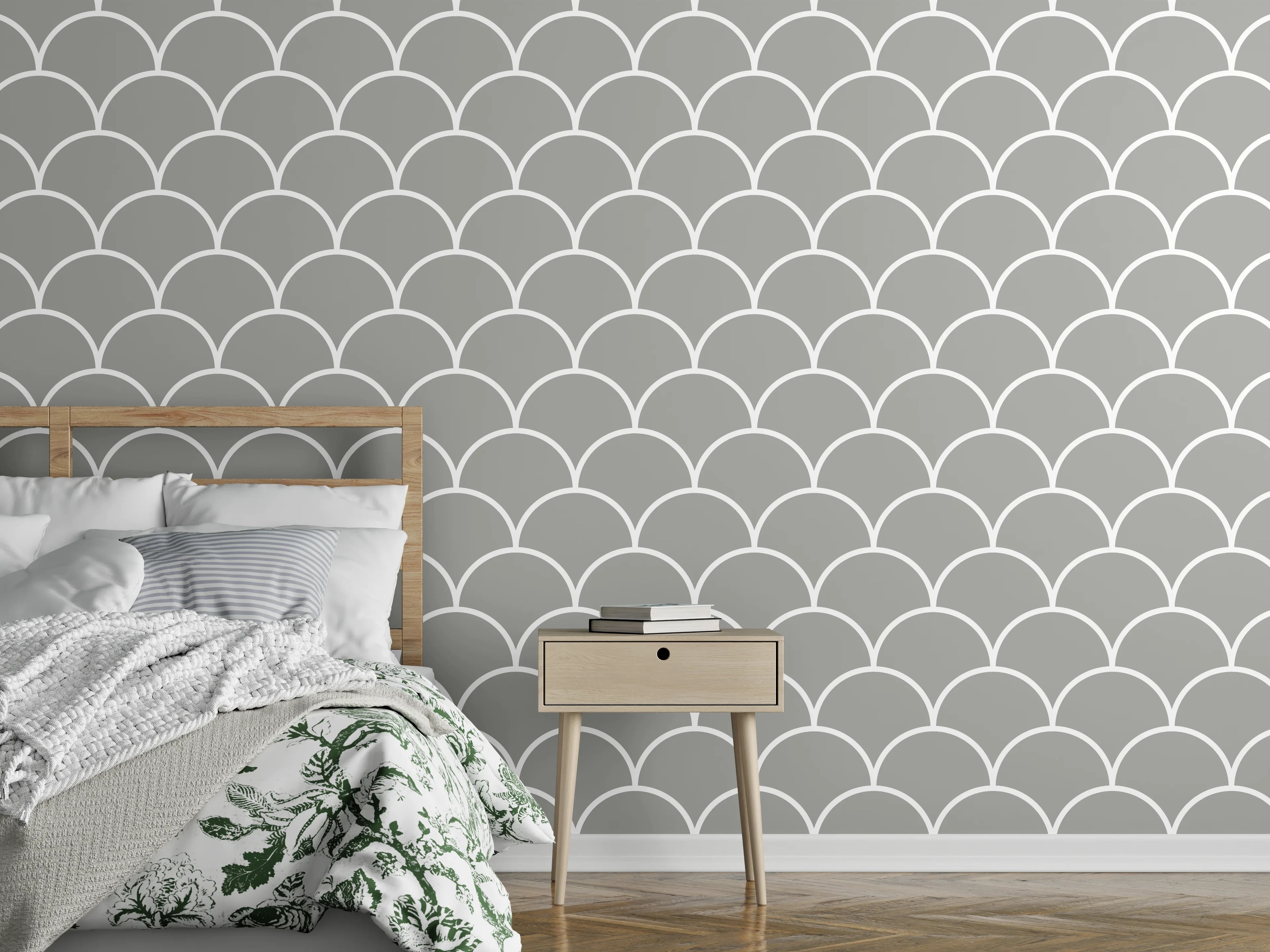 Wandverkleidung Schlafzimmer - Schlichte Graue Schuppenstruktur