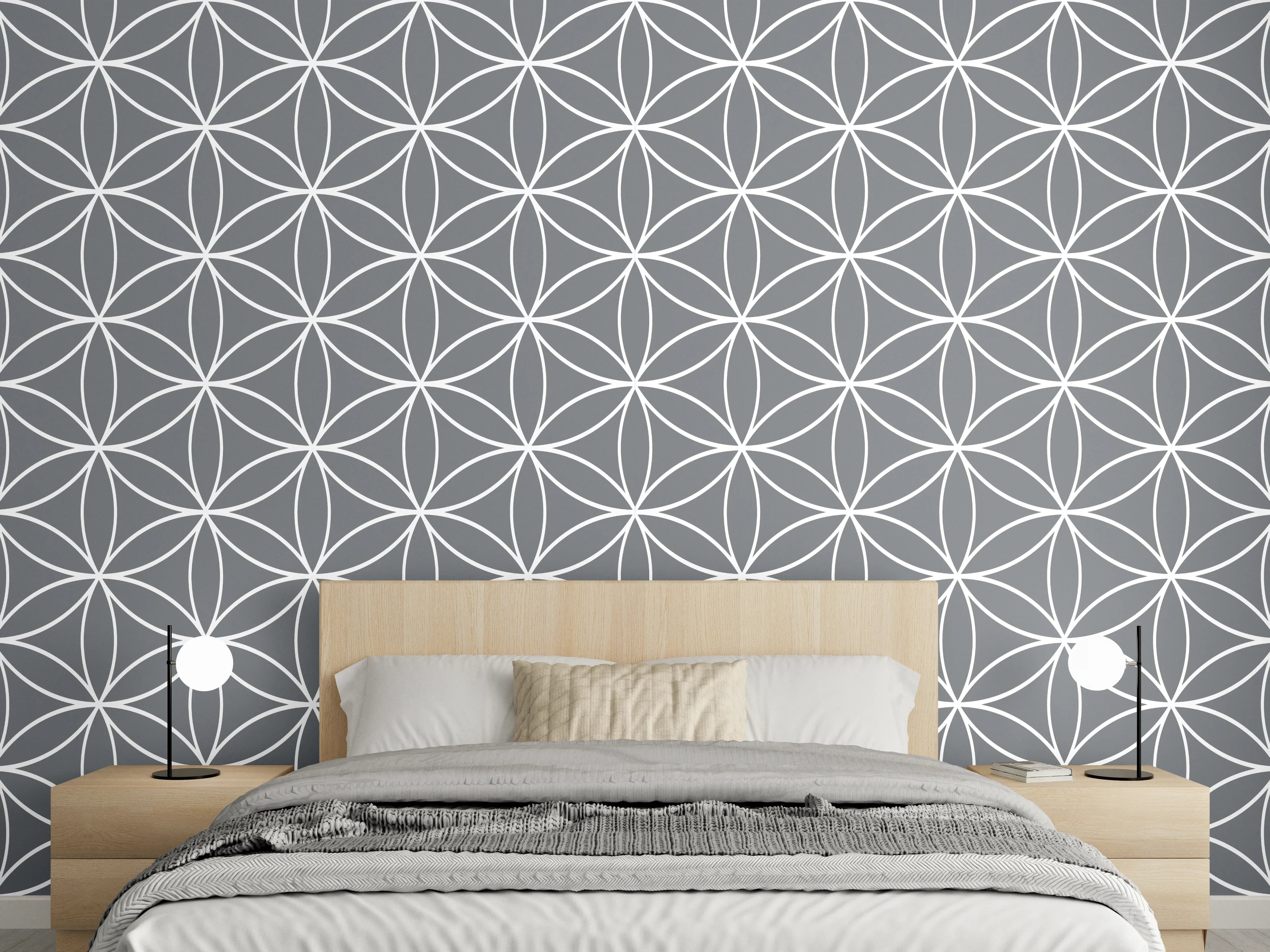 Wandverkleidung Schlafzimmer - Schlichte Graue und Weiße Geometrie