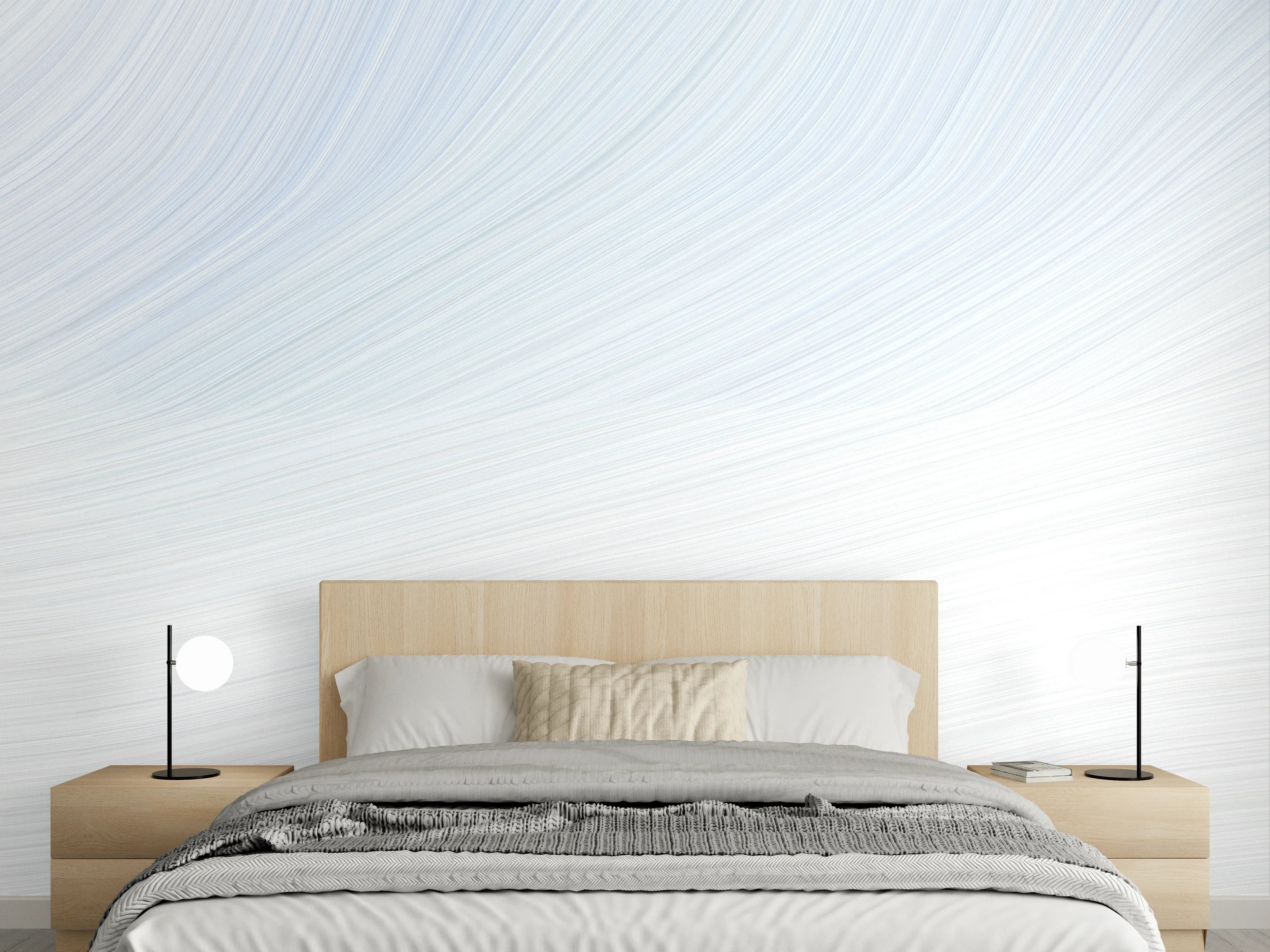 Wandverkleidung Schlafzimmer - Schlichte Grautöne mit feinen Linien