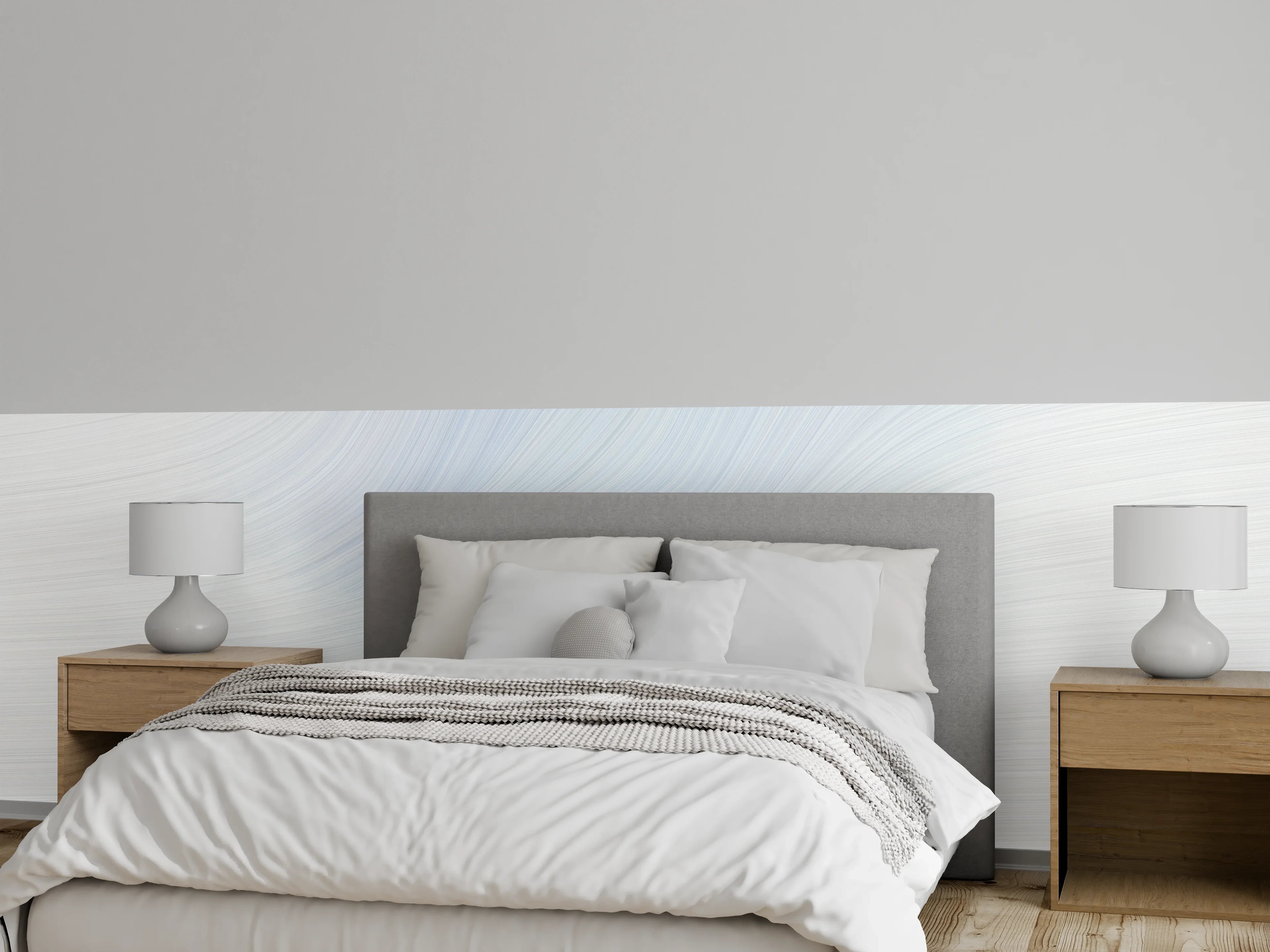 Wandverkleidung Schlafzimmer - Schlichte Grautöne mit feinen Linien