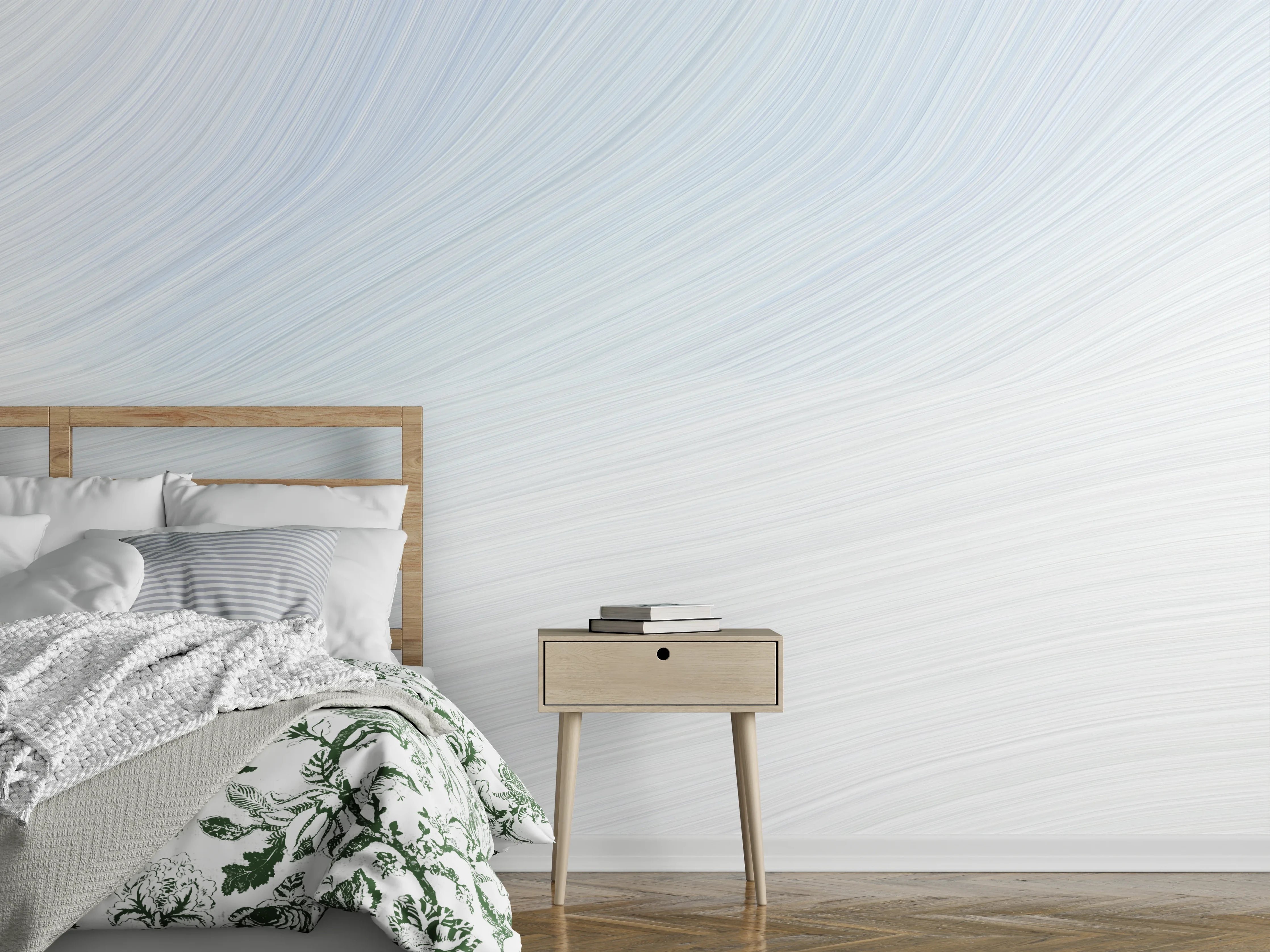 Wandverkleidung Schlafzimmer - Schlichte Grautöne mit feinen Linien