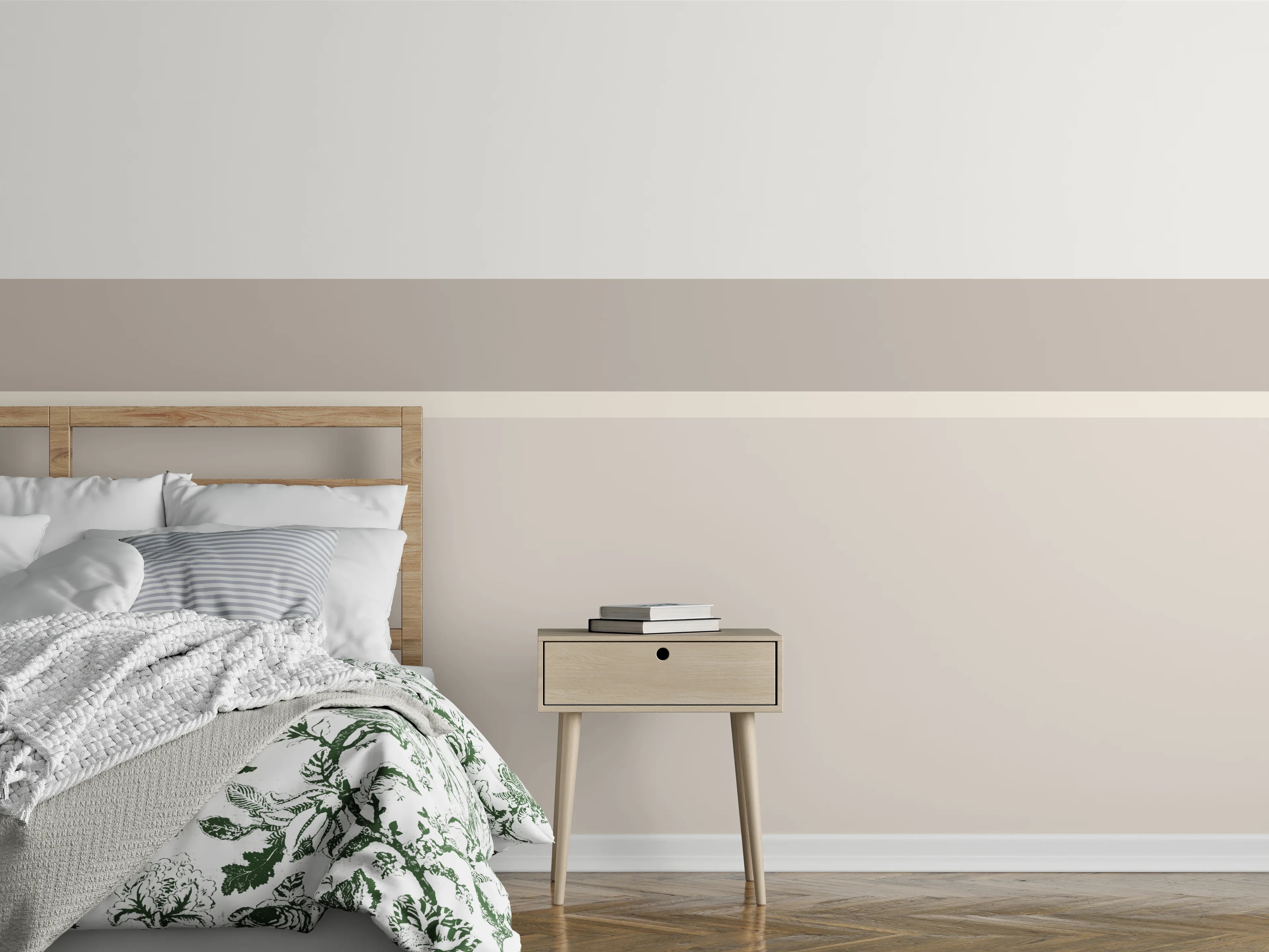 Wandverkleidung Schlafzimmer - Schlichte Weiß-Beige Wanddesign Inspiration