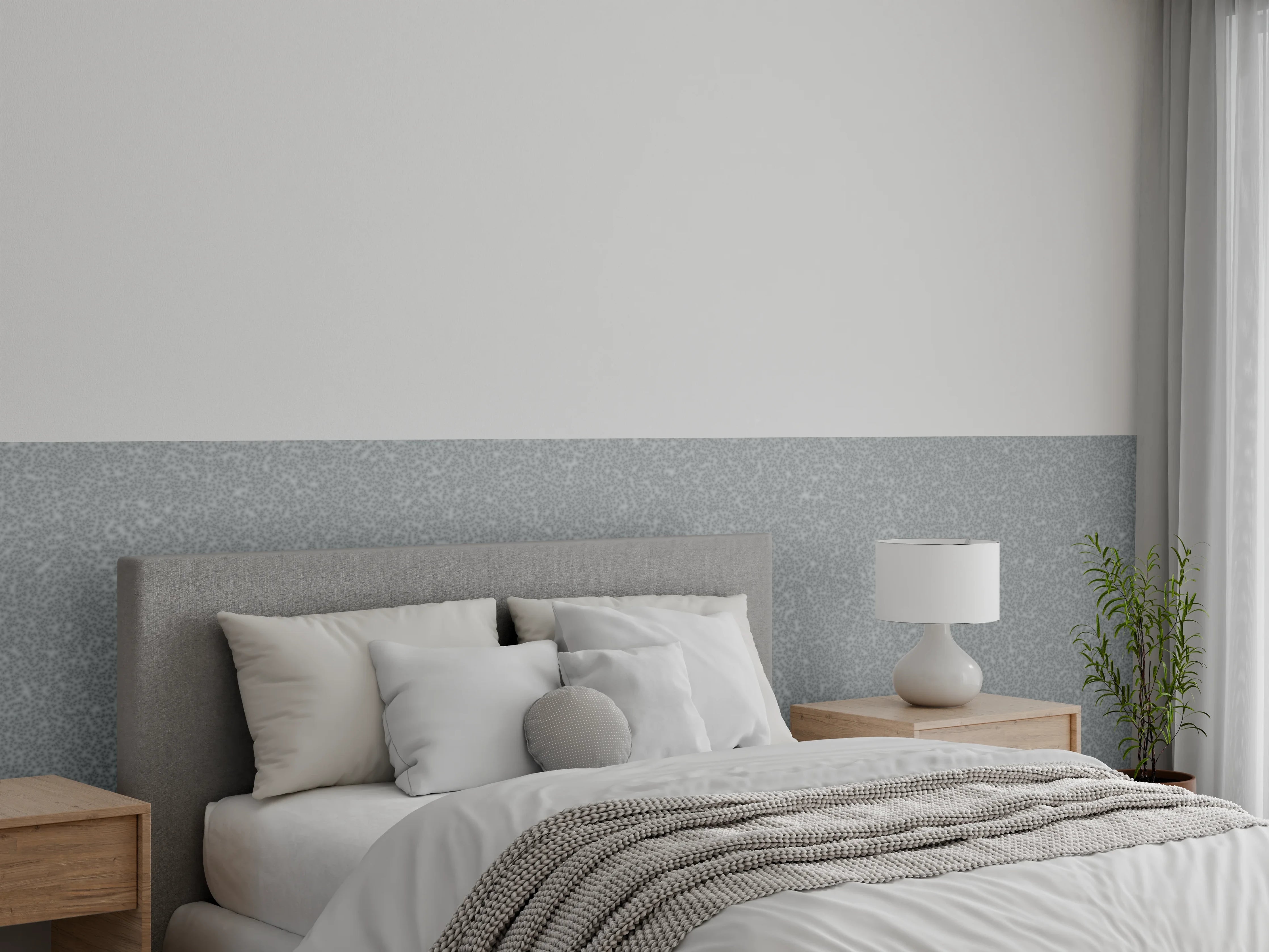 Wandverkleidung Schlafzimmer - Schlichter grauer Stein-Look – modern