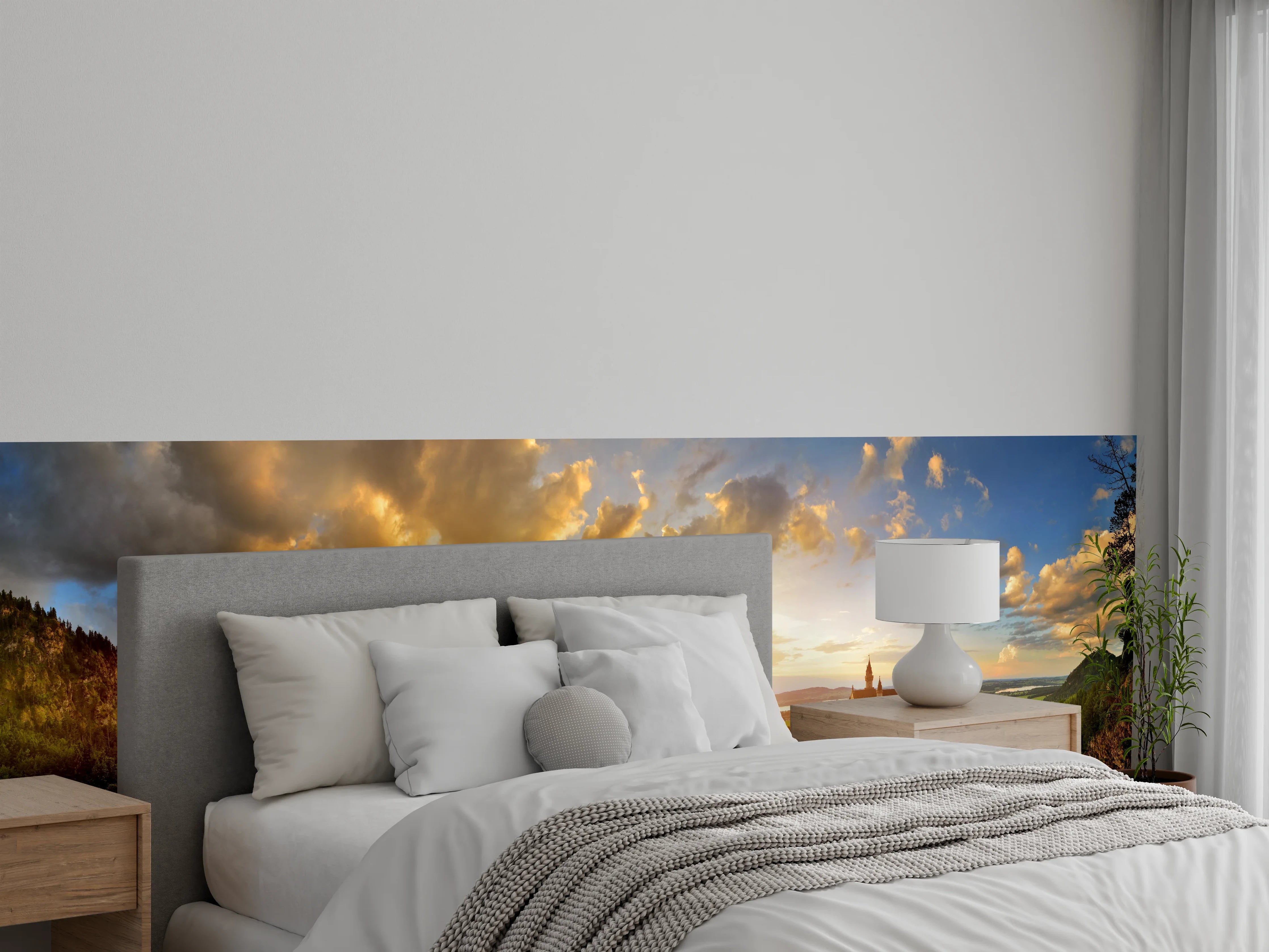 Wandverkleidung Schlafzimmer - Schloss Neuschwanstein bei Sonnenuntergang
