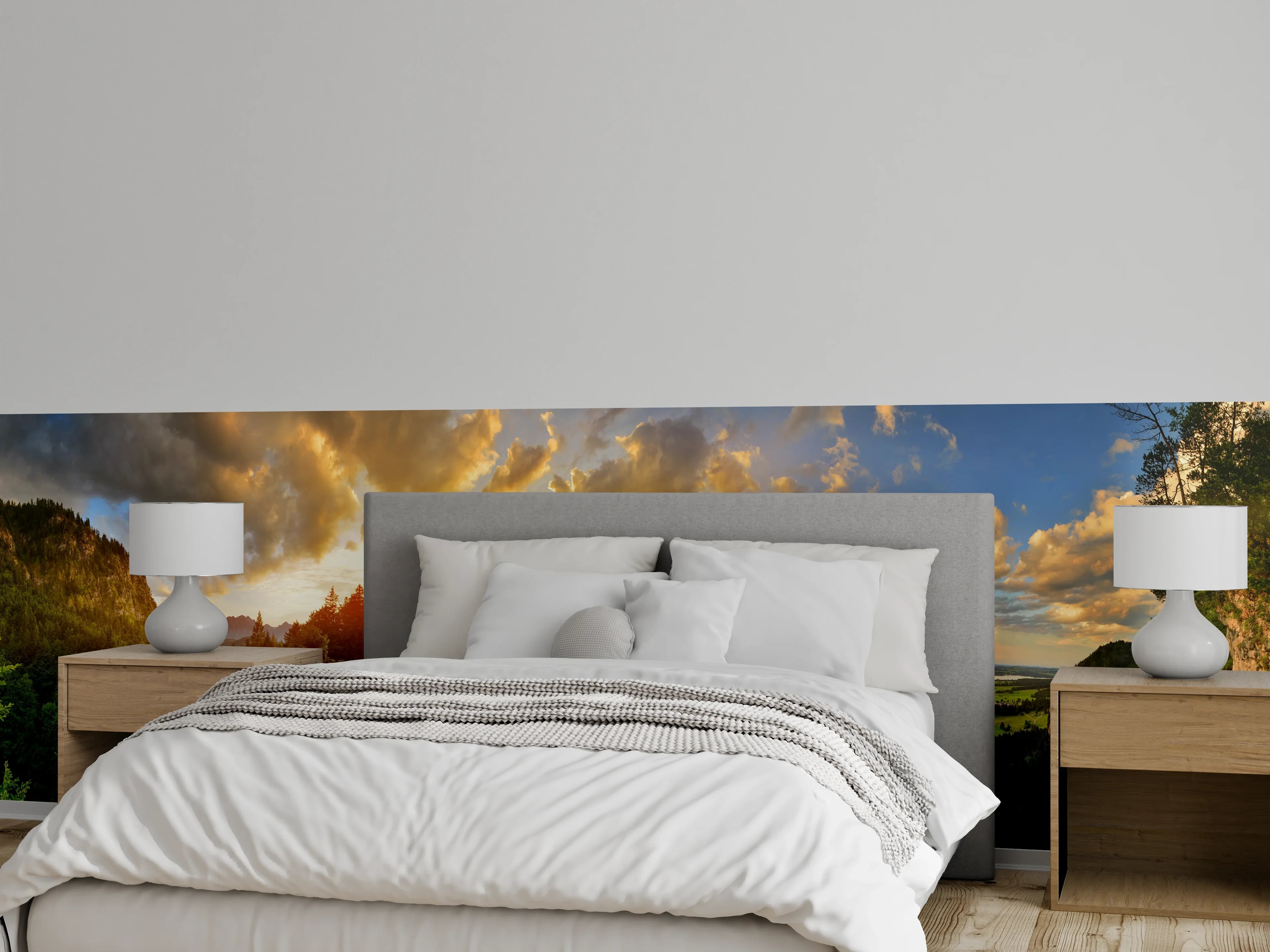 Wandverkleidung Schlafzimmer - Schloss Neuschwanstein bei Sonnenuntergang