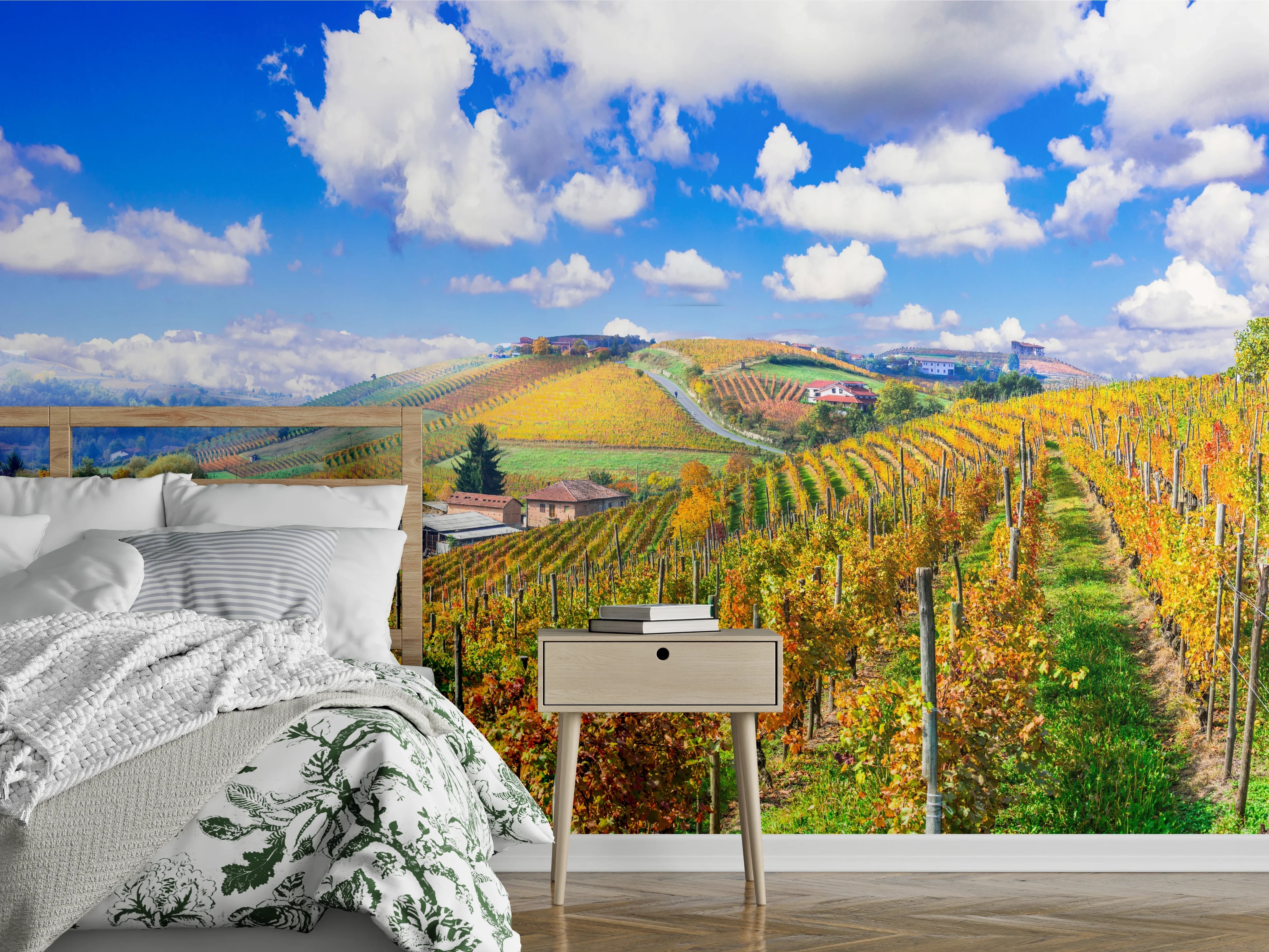 Wandverkleidung Schlafzimmer - Schöne Herbstlandschaft mit Weinbergen - Toskana