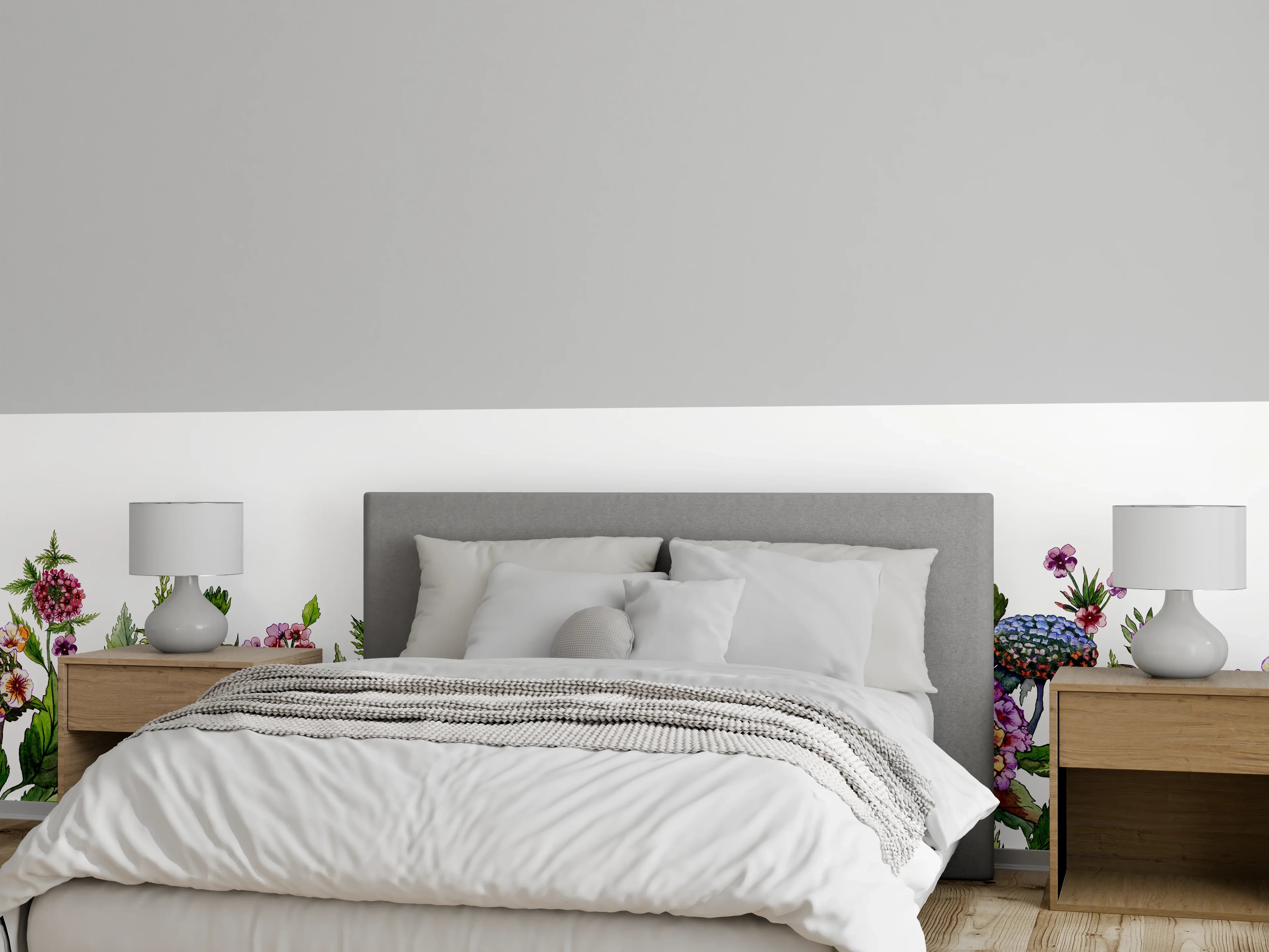 Wandverkleidung Schlafzimmer - Schöne Lantana-Blüten mit grünem Blätter