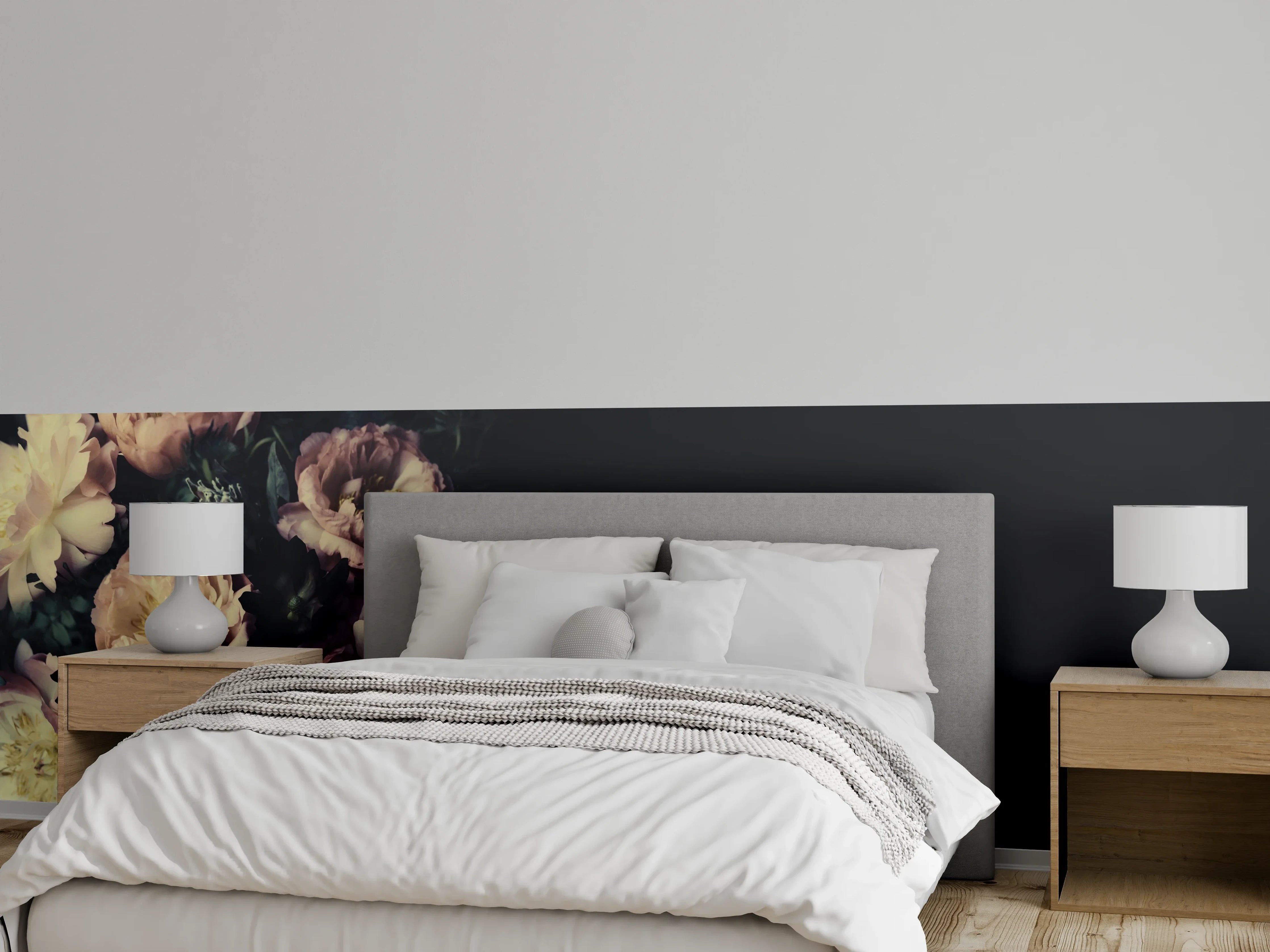Wandverkleidung Schlafzimmer - Schöne Vintage Pfingstrosen