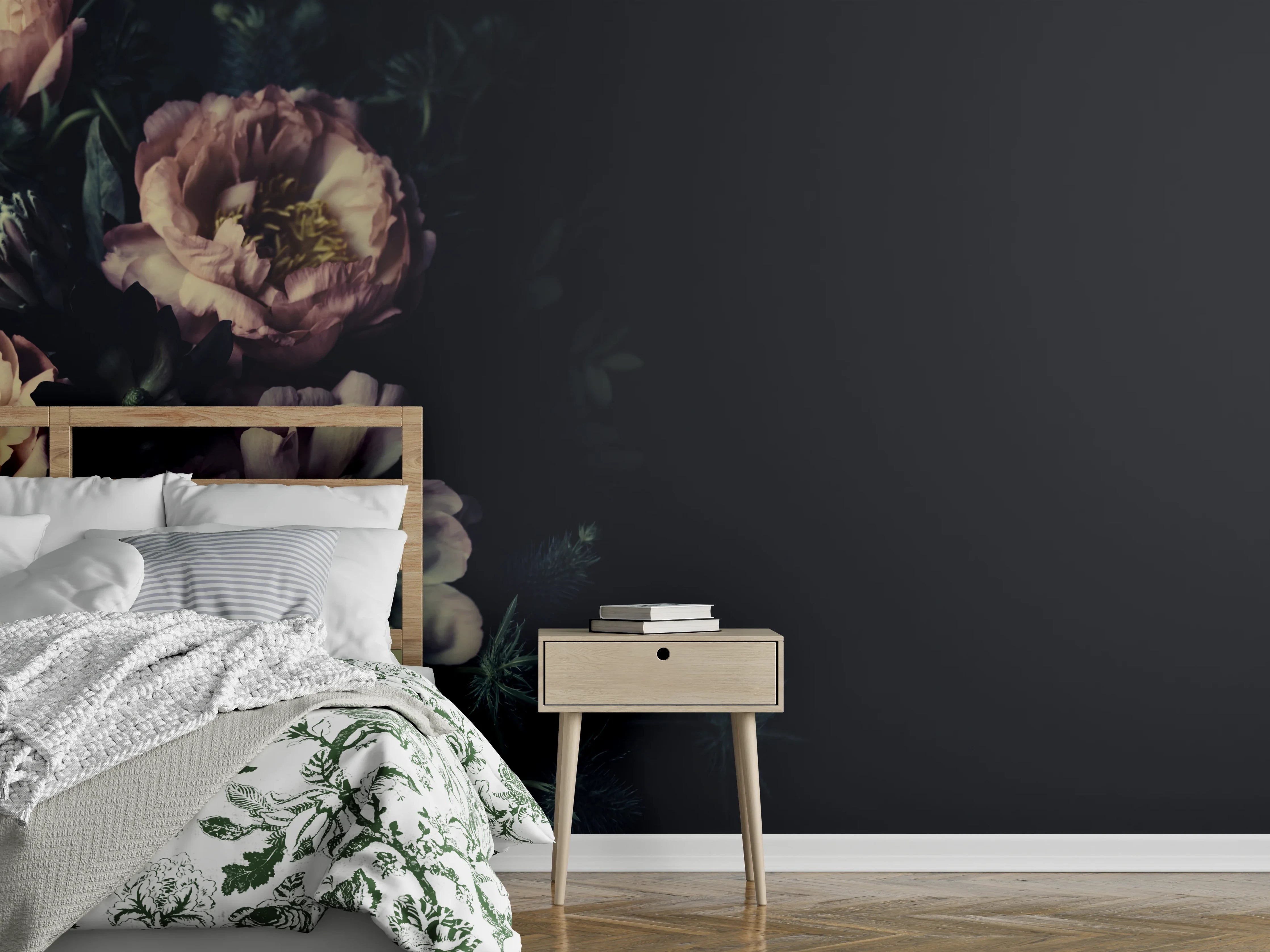 Wandverkleidung Schlafzimmer - Schöne Vintage Pfingstrosen