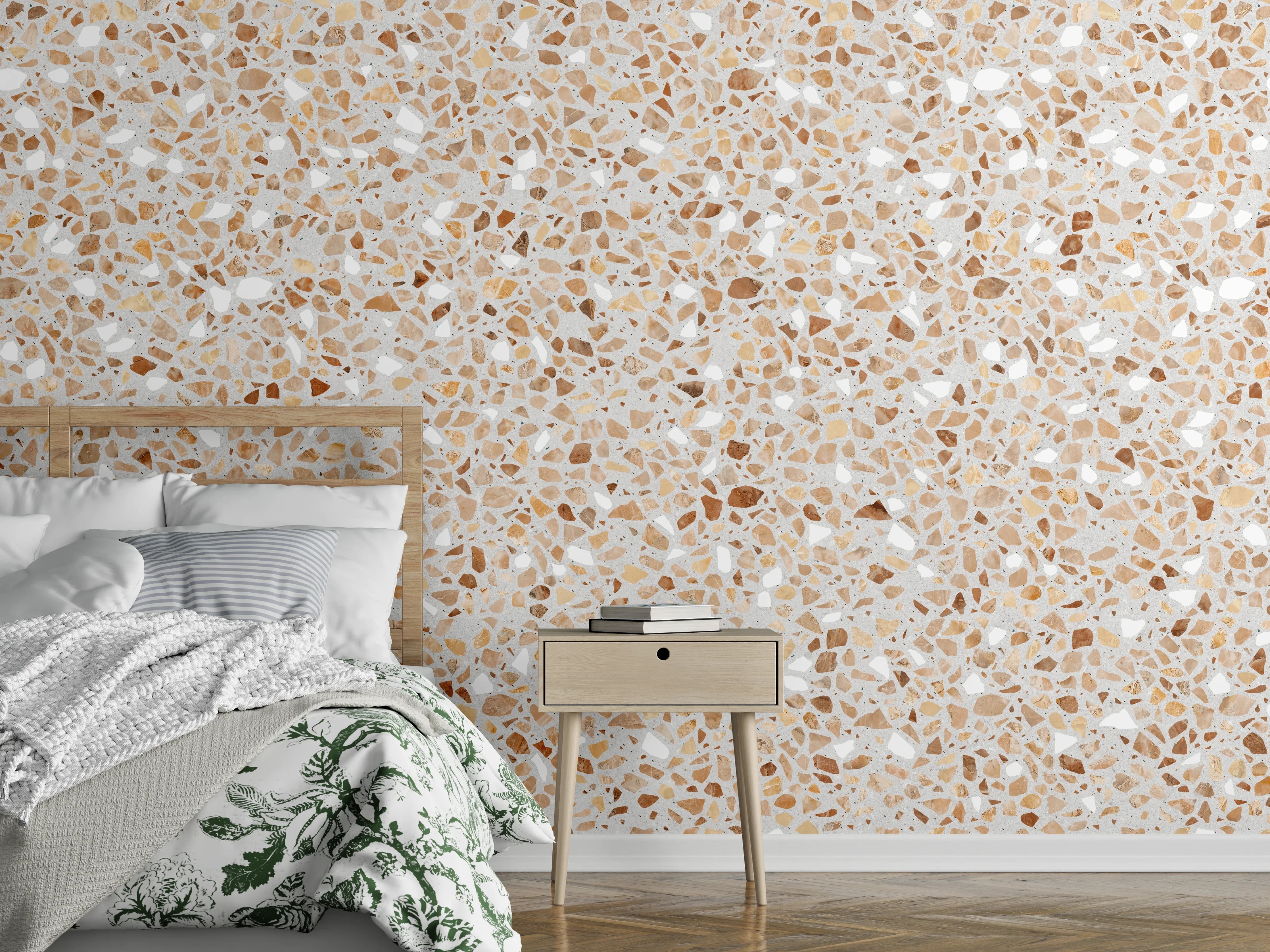 Wandverkleidung Schlafzimmer - Schöne beige Terrazzo Stein Textur
