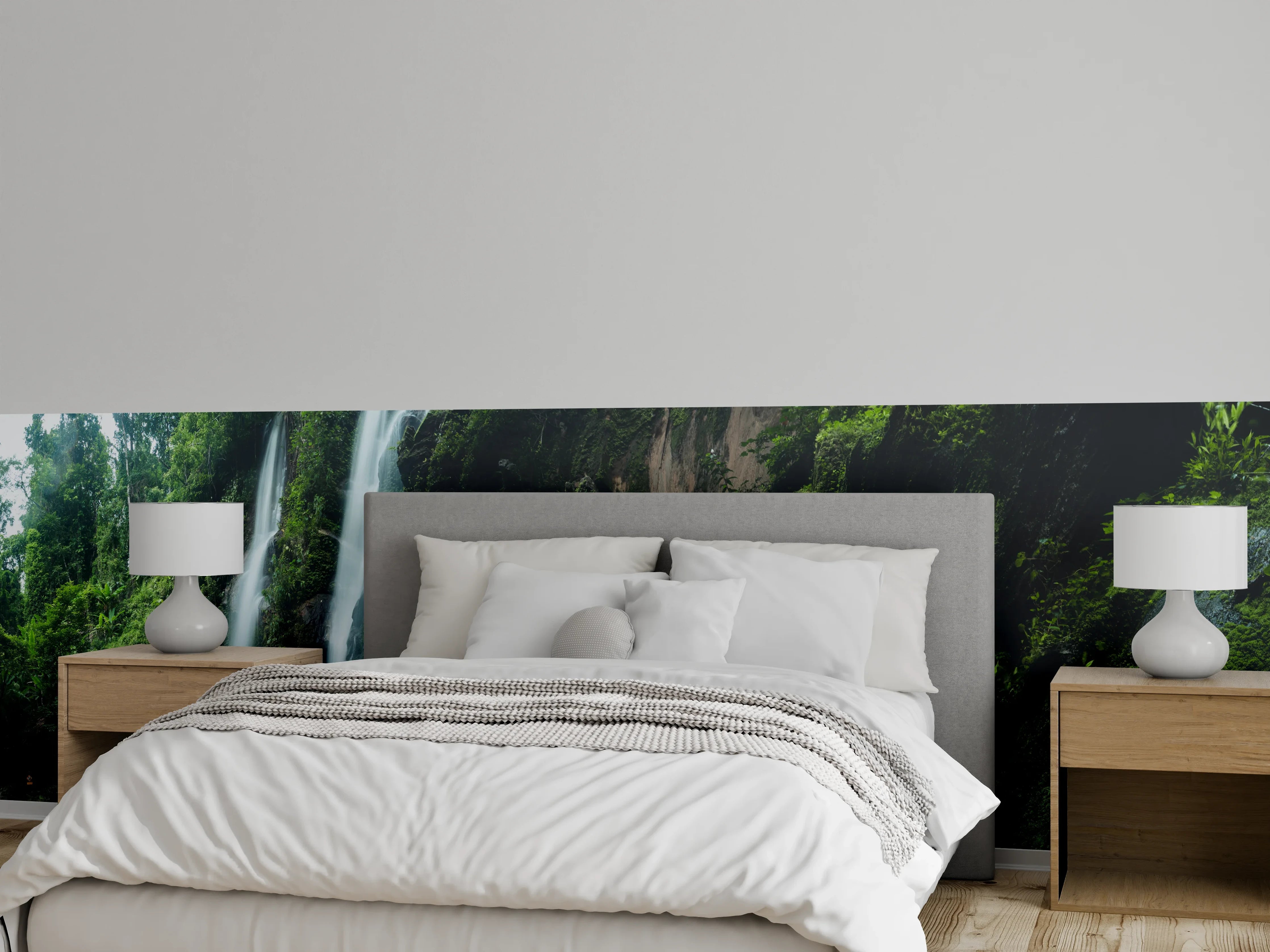 Wandverkleidung Schlafzimmer - Schöner Wasserfall im Dschungel