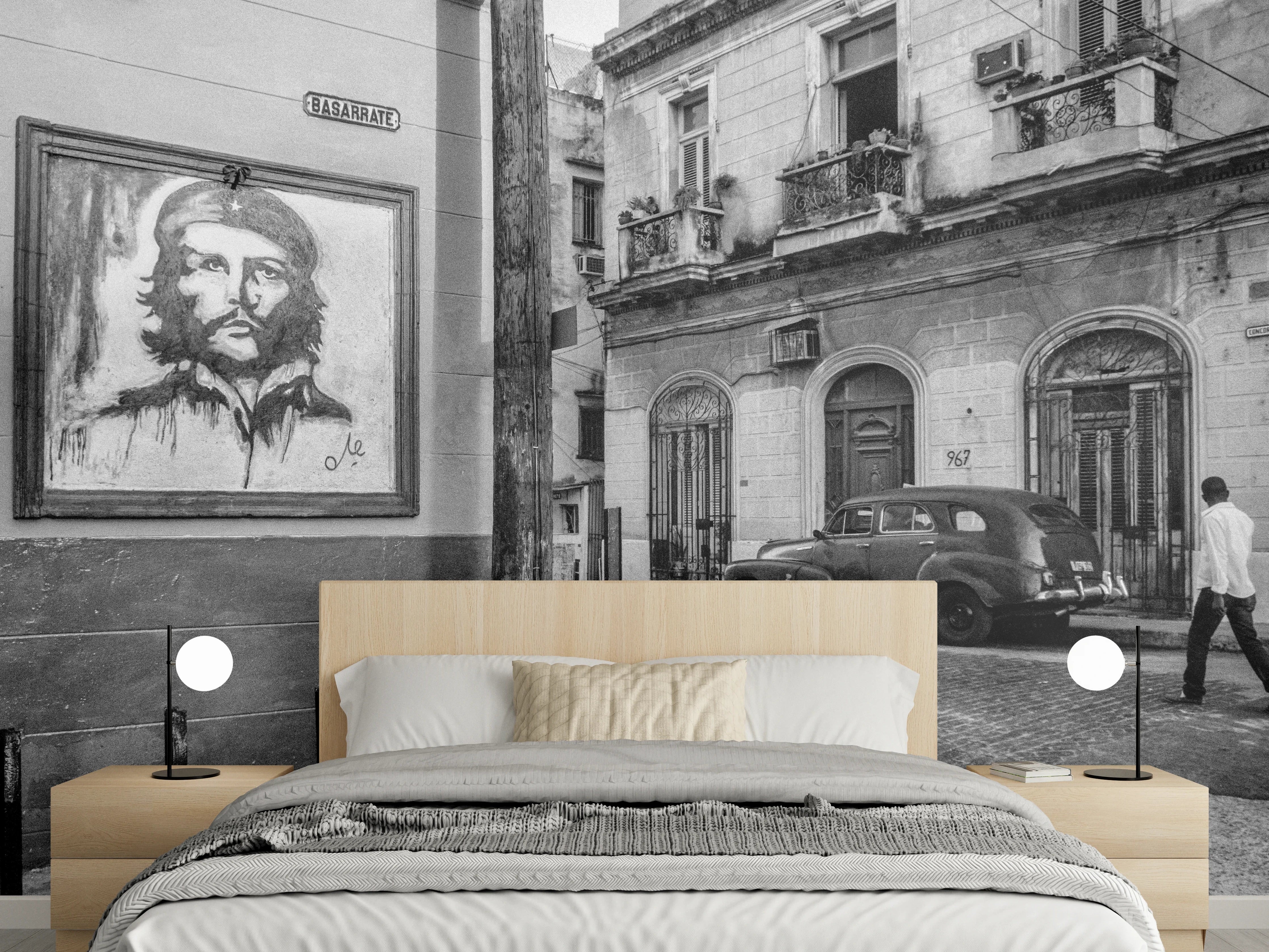 Wandverkleidung Schlafzimmer - Schwarz - weißes Stadtbild