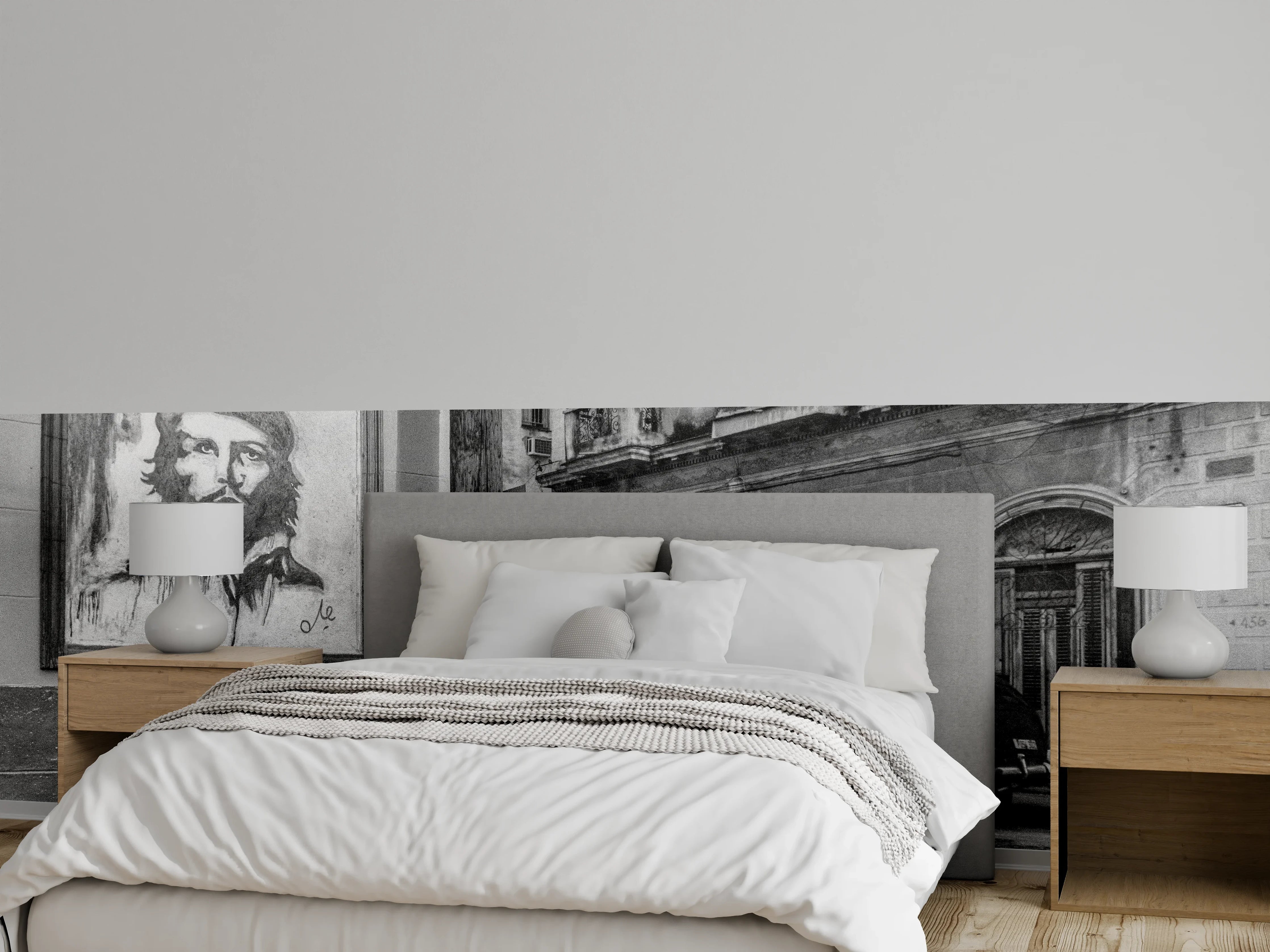 Wandverkleidung Schlafzimmer - Schwarz - weißes Stadtbild