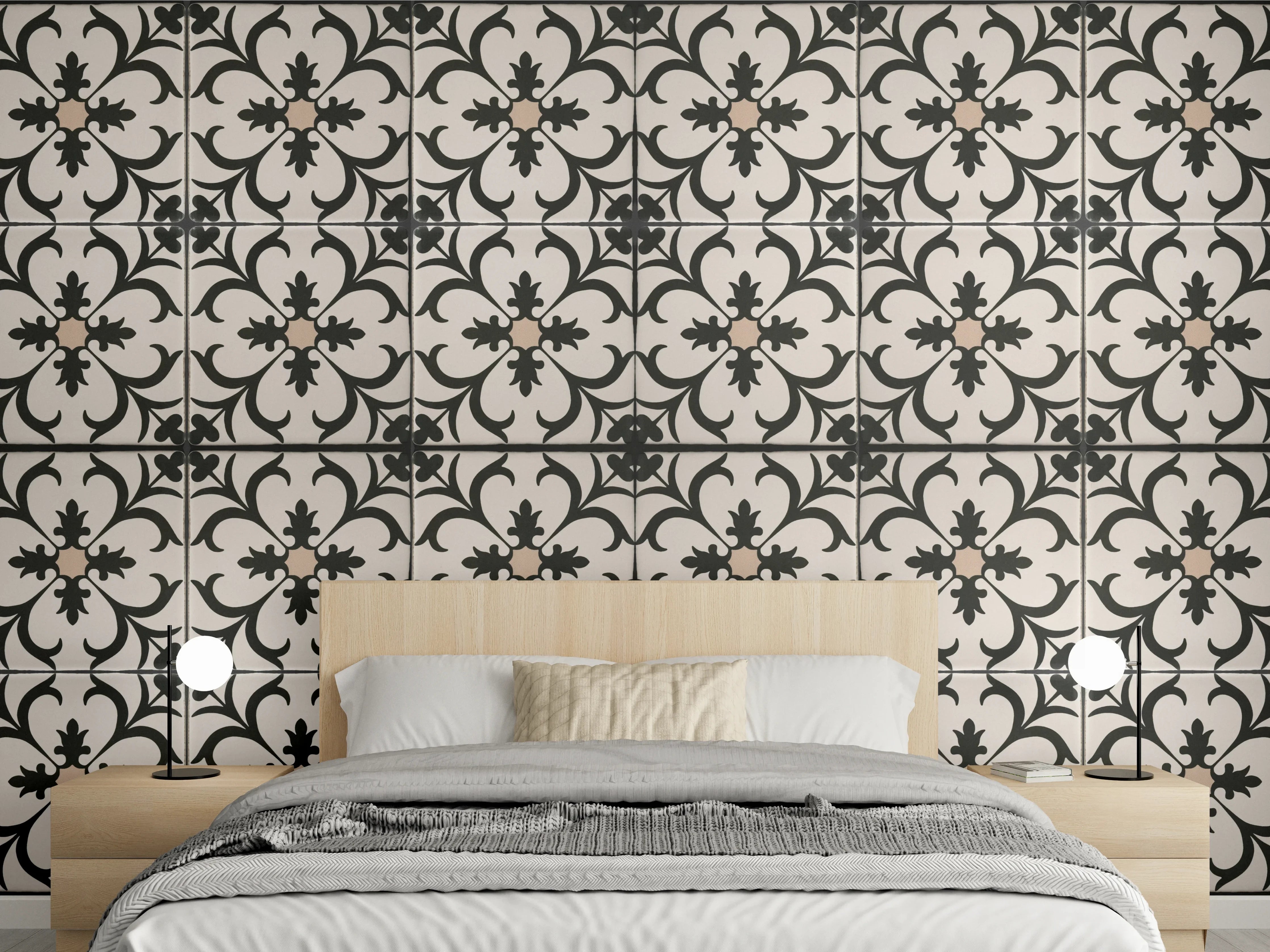 Wandverkleidung Schlafzimmer - Schwarz Braun Vintage Mosaik