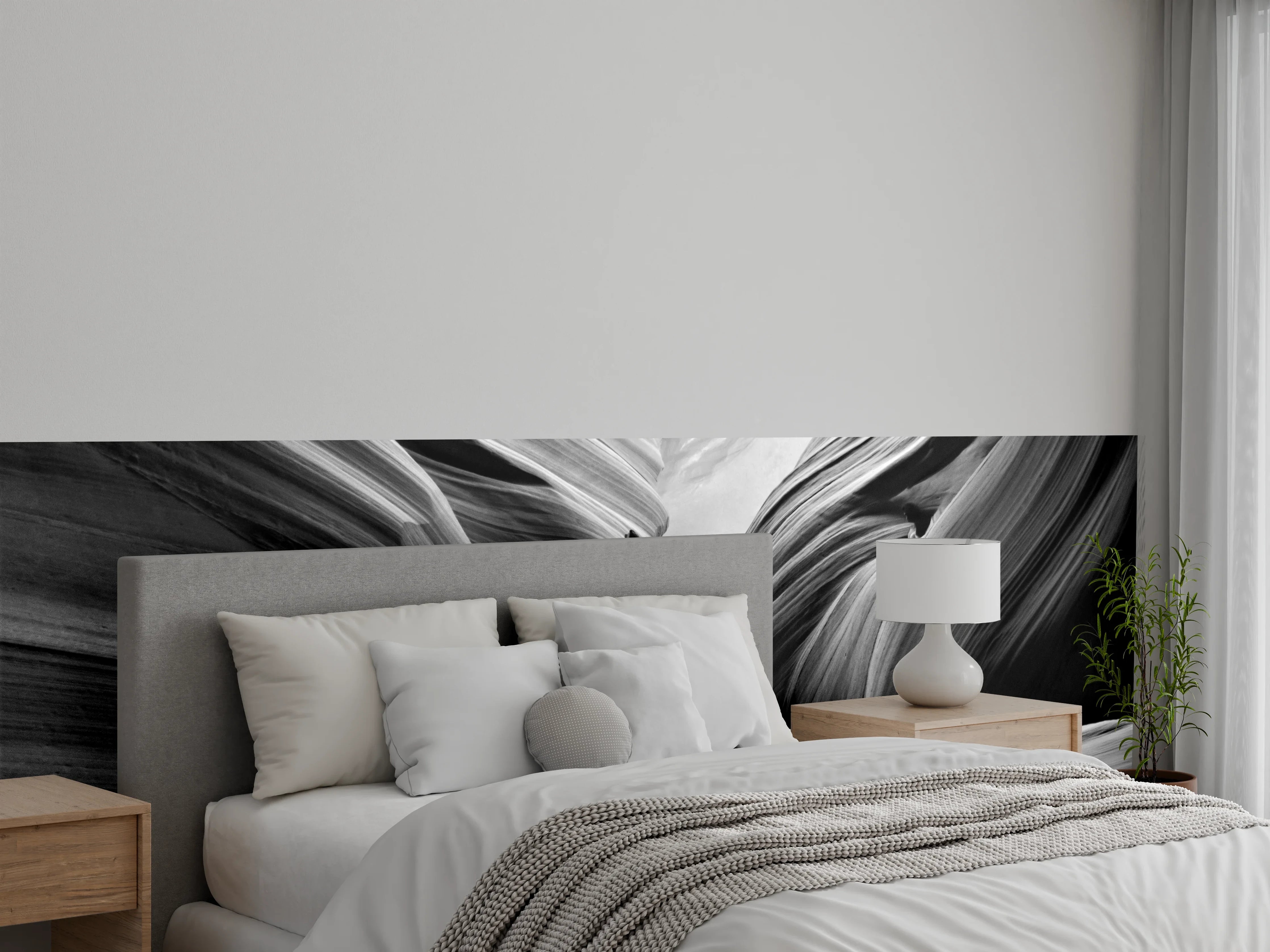 Wandverkleidung Schlafzimmer - Schwarz-Weiß Naturstein Felsen Struktur